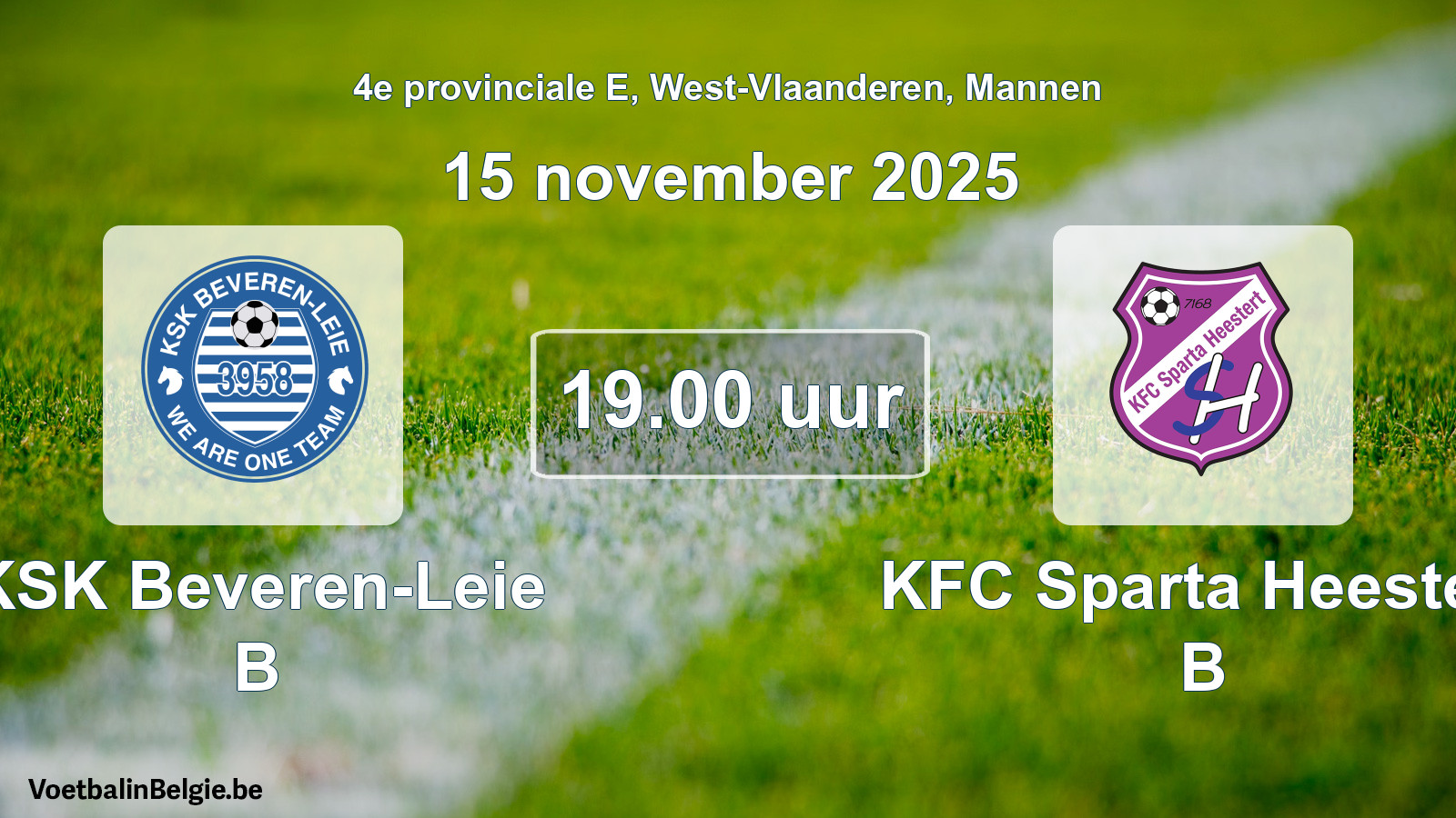 Scheduled match men football: KSK Beveren-Leie B - KFC Sparta Heestert B (15 November 2025)