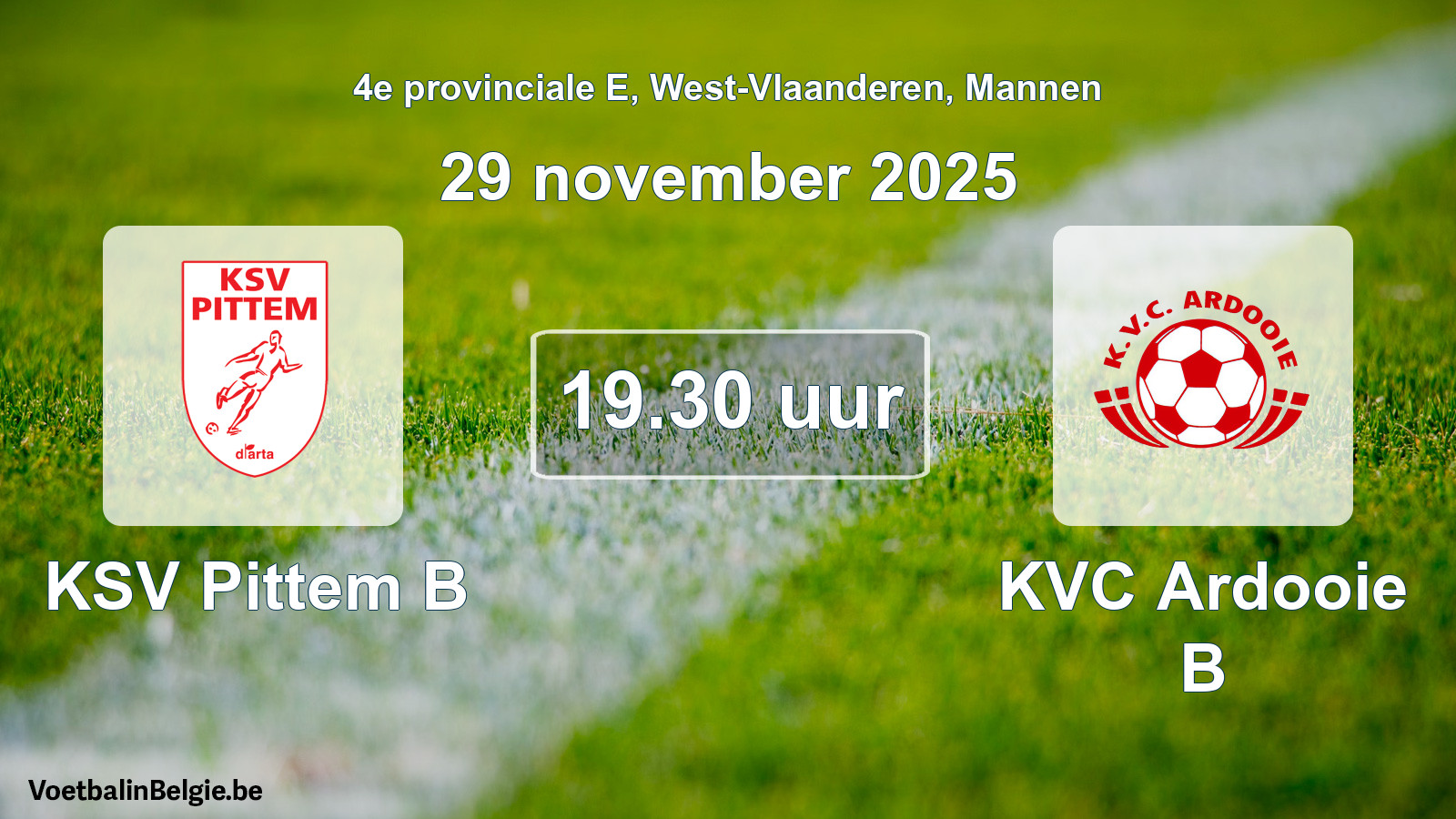 Scheduled match men football: KSV Pittem B - KVC Ardooie B (29 November 2025)
