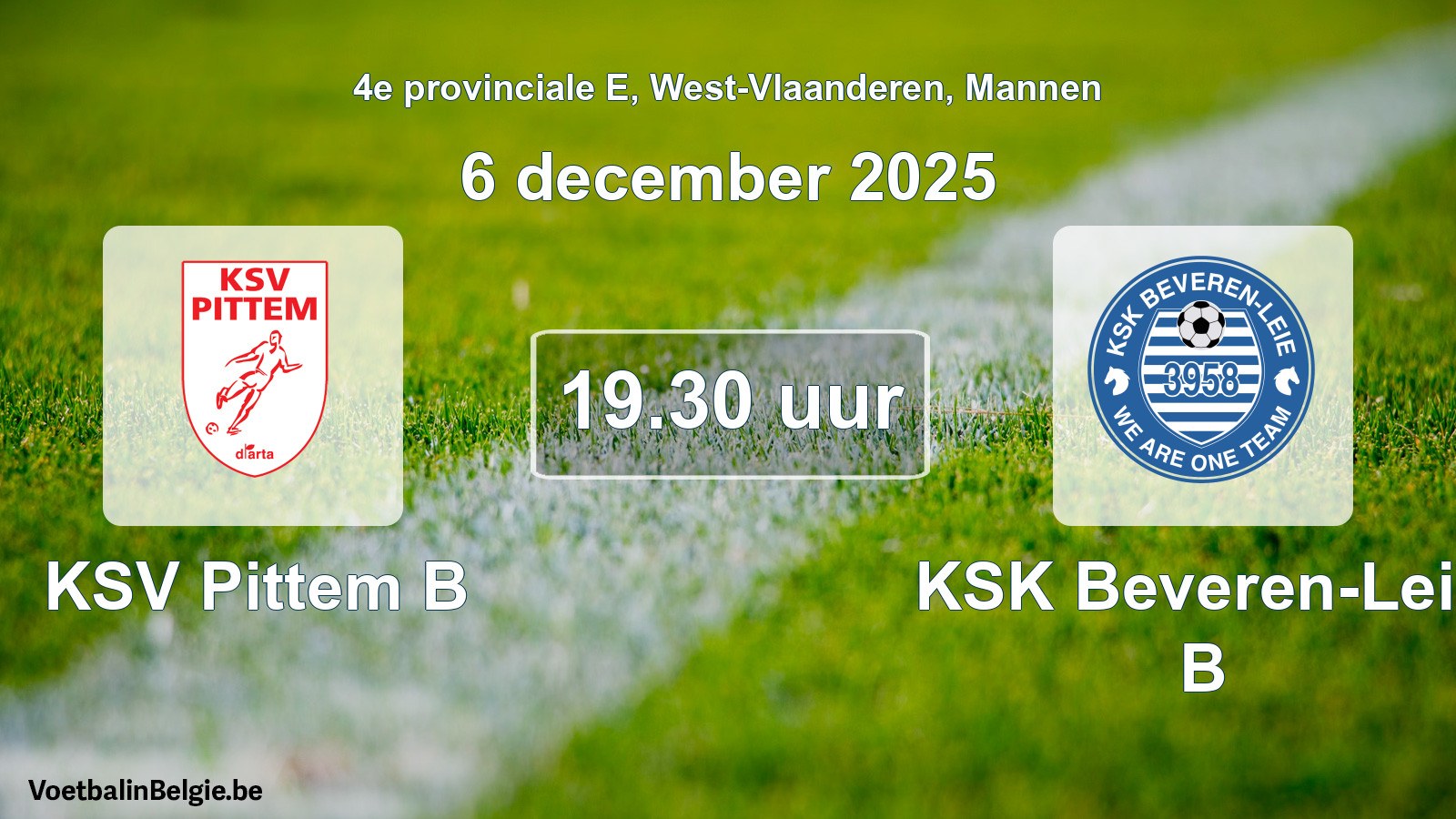 Scheduled match men football: KSV Pittem B - KSK Beveren-Leie B (6 December 2025)