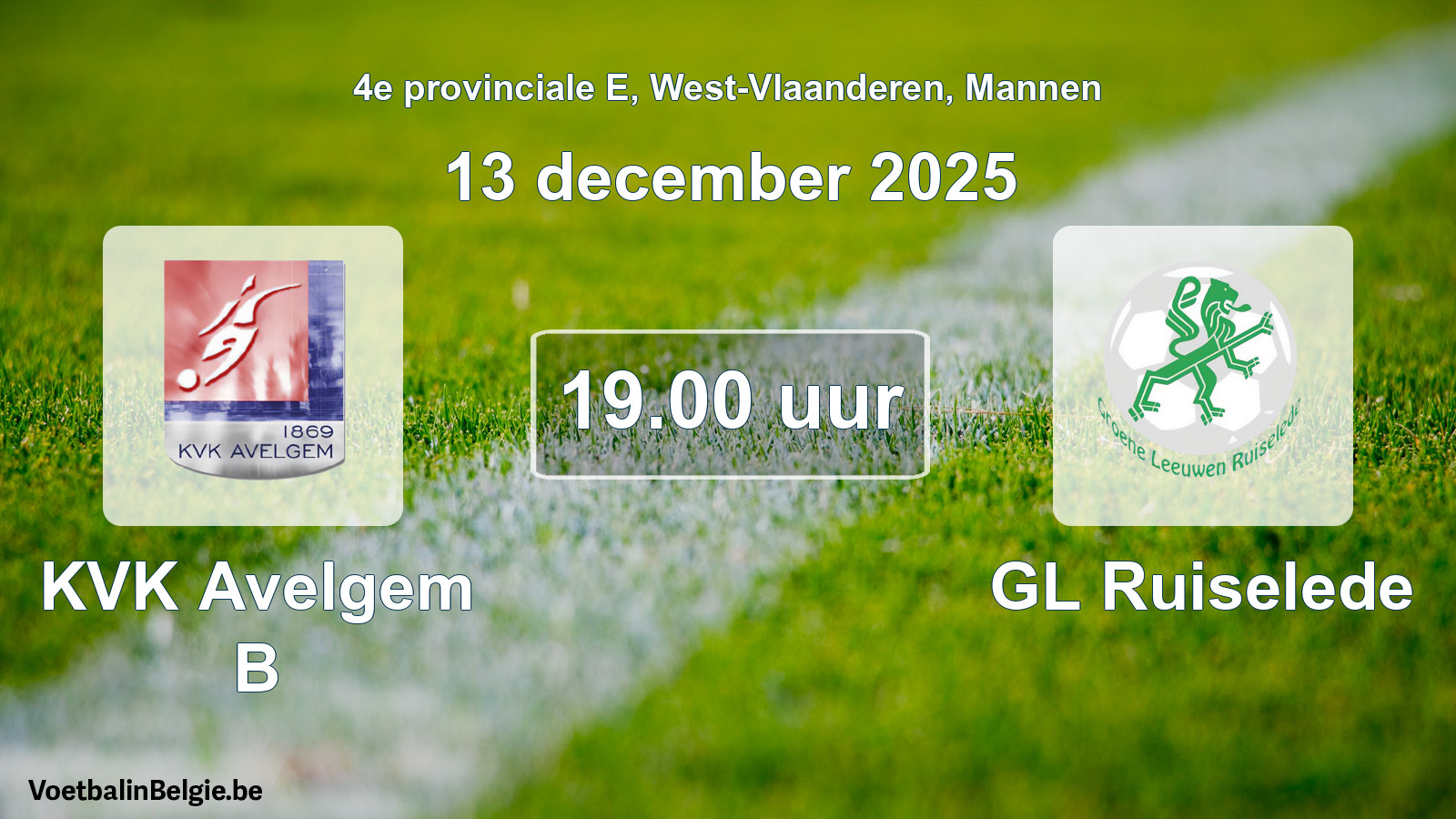 Scheduled match men football: KVK Avelgem B - GL Ruiselede (13 December 2025)