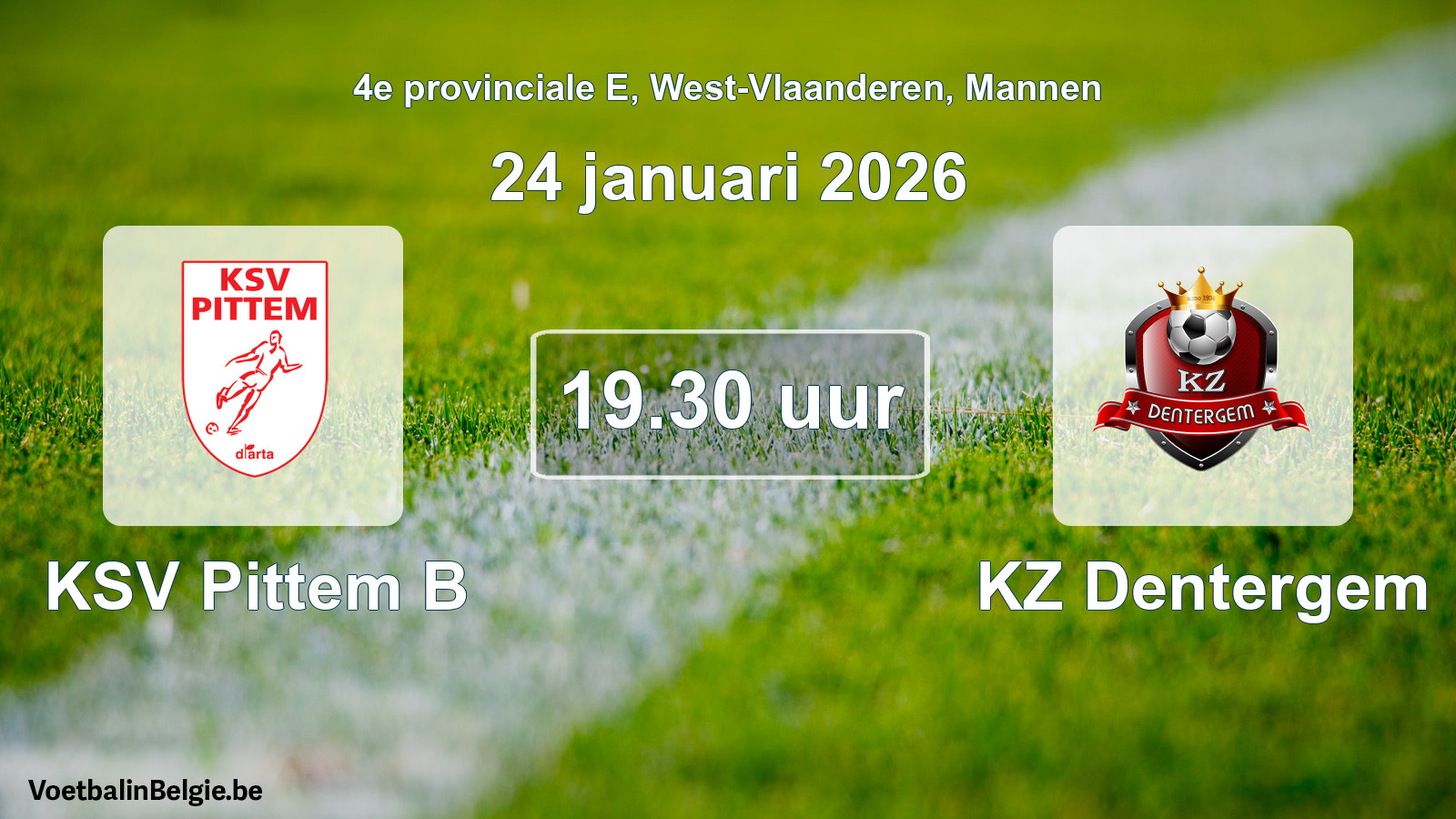 Geplantes Spiel männer-Fußball: KSV Pittem B - KZ Dentergem (24 Januar 2026)