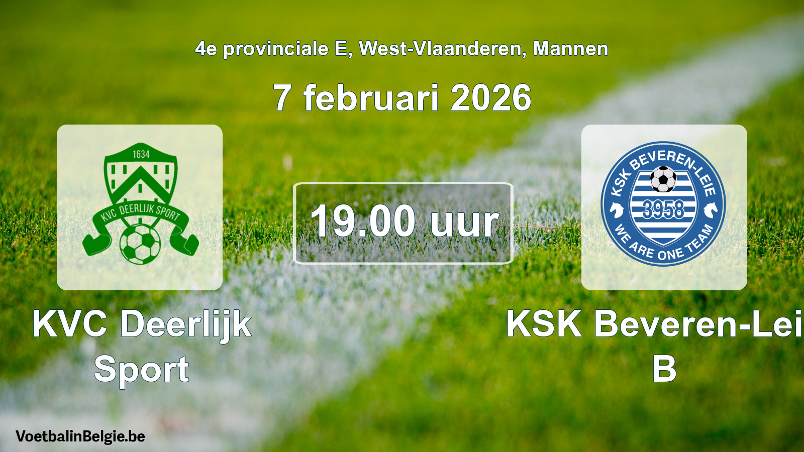 Scheduled match men football: KVC Deerlijk Sport - KSK Beveren-Leie B (7 February 2026)