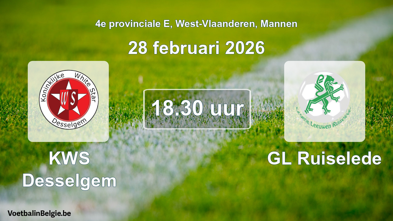 Scheduled match men football: KWS Desselgem - GL Ruiselede (28 February 2026)