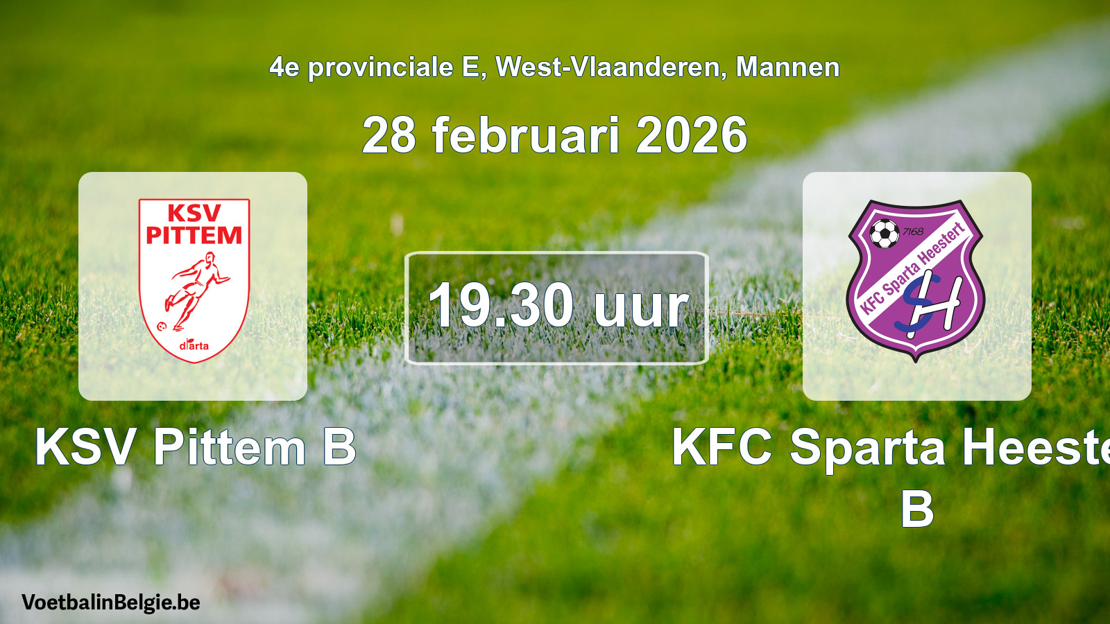 Scheduled match men football: KSV Pittem B - KFC Sparta Heestert B (28 February 2026)
