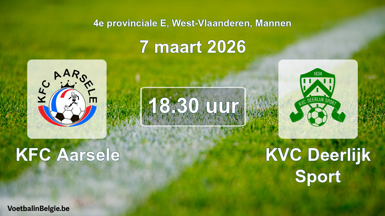 Scheduled match men football: KFC Aarsele - KVC Deerlijk Sport (7 March 2026)