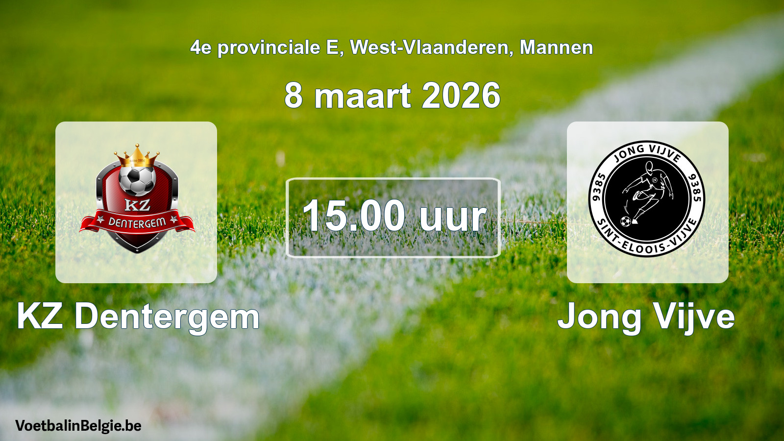 Geplande wedstrijd mannenvoetbal: KZ Dentergem - Jong Vijve (8 maart 2026)