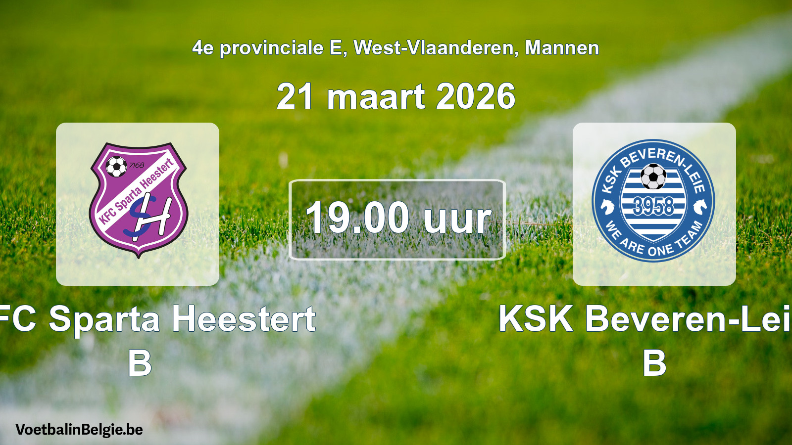 Scheduled match men football: KFC Sparta Heestert B - KSK Beveren-Leie B (21 March 2026)