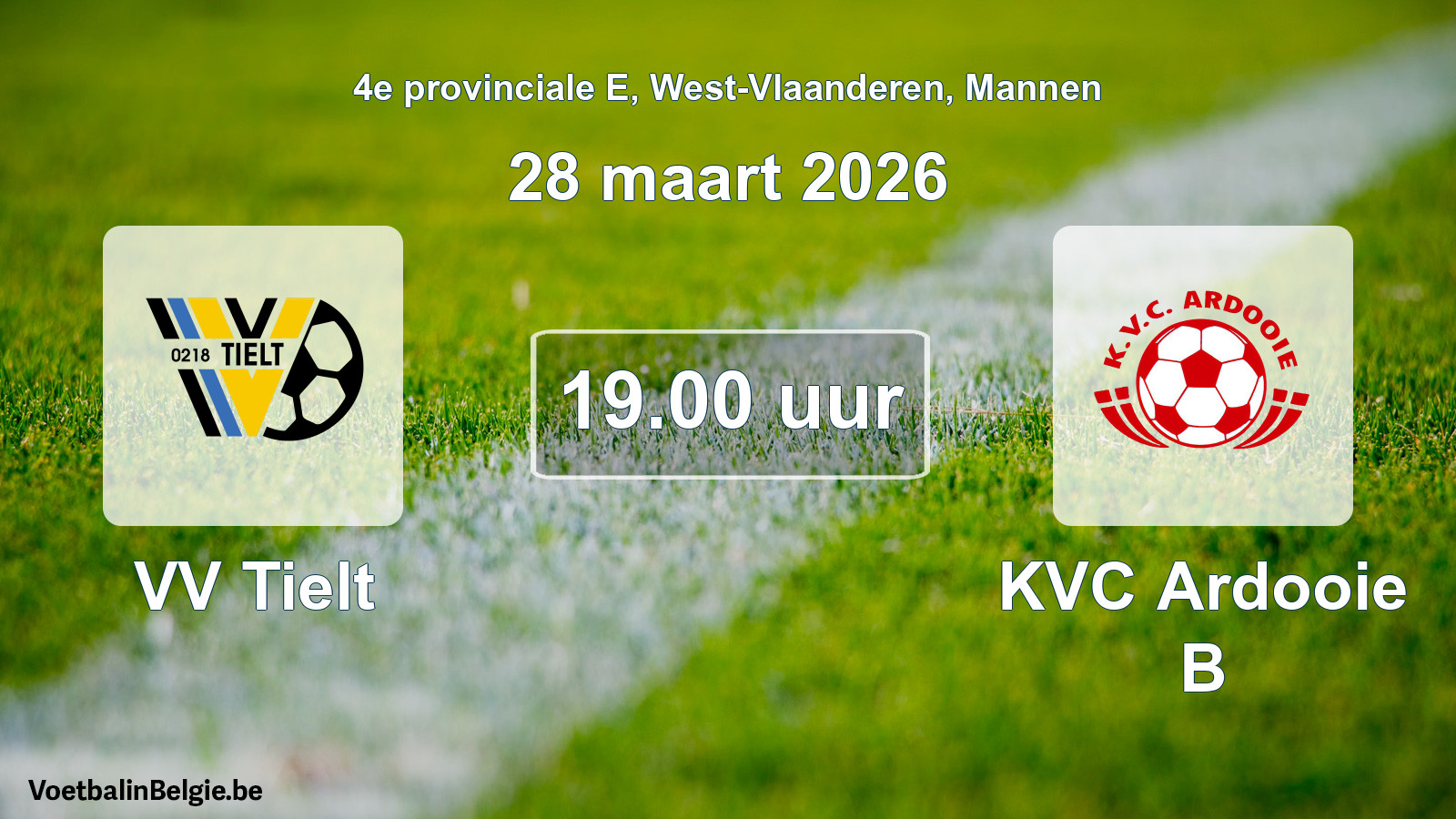 Scheduled match men football: VV Tielt - KVC Ardooie B (28 March 2026)
