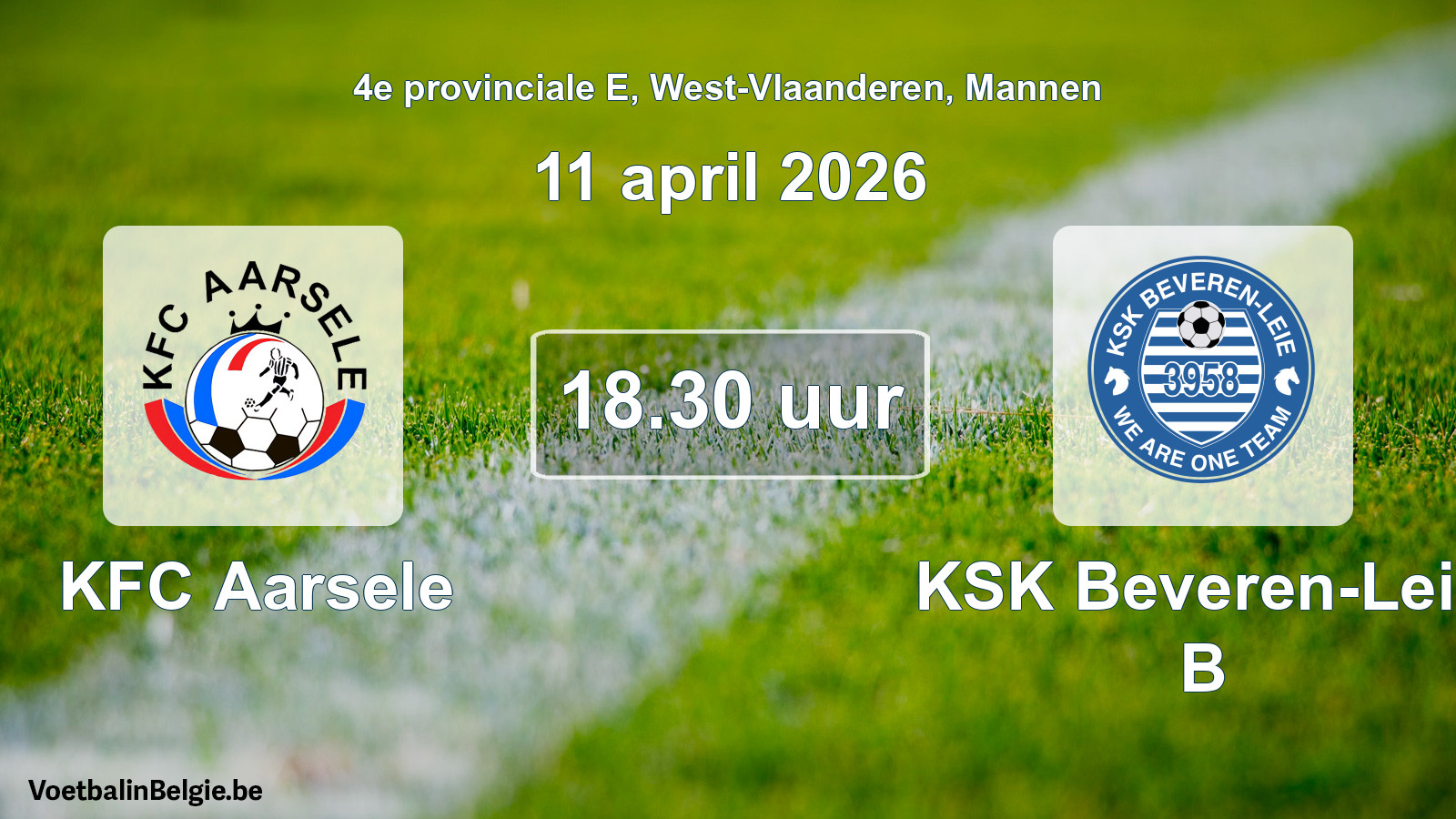 Scheduled match men football: KFC Aarsele - KSK Beveren-Leie B (11 April 2026)