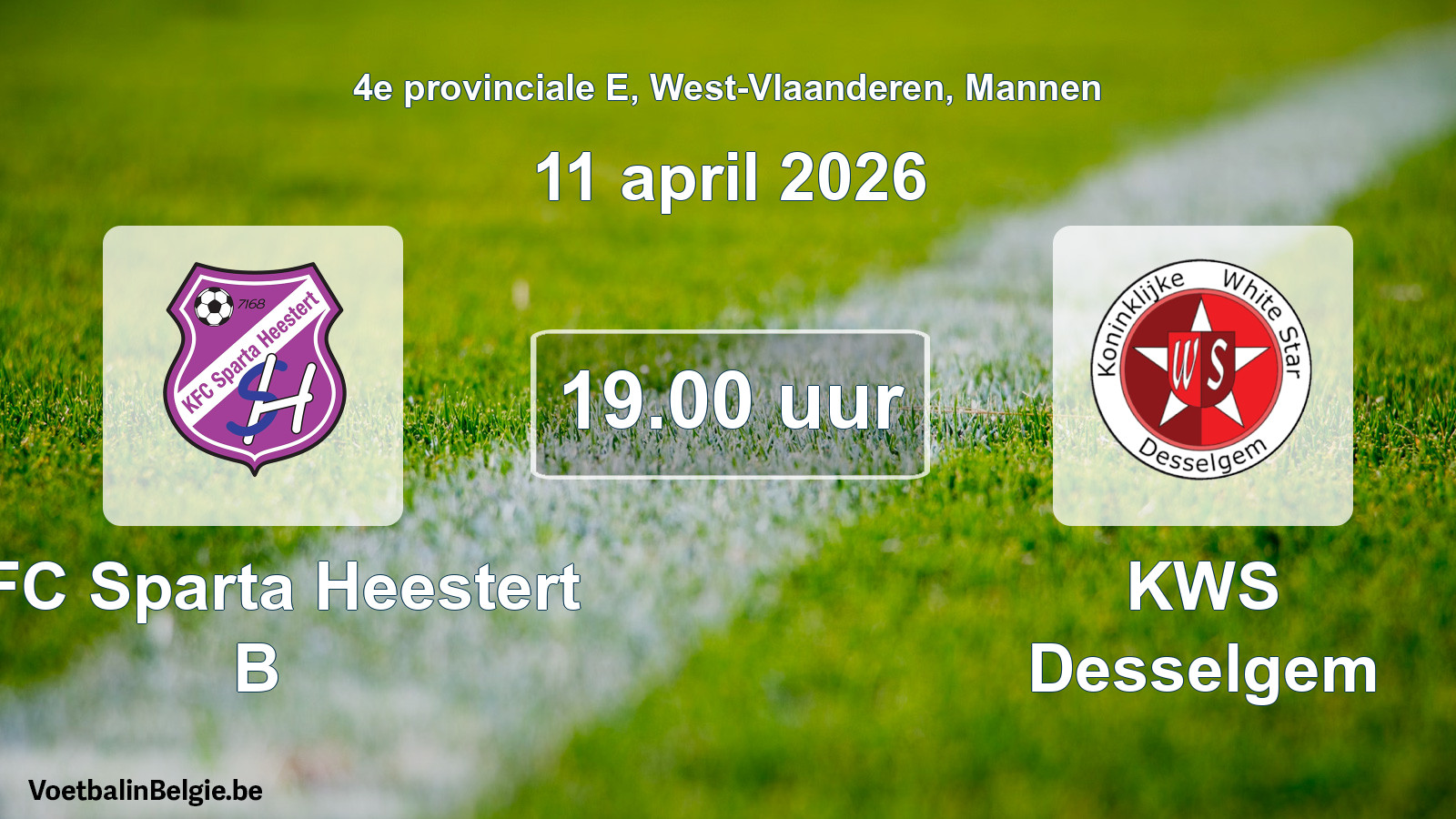 Scheduled match men football: KFC Sparta Heestert B - KWS Desselgem (11 April 2026)