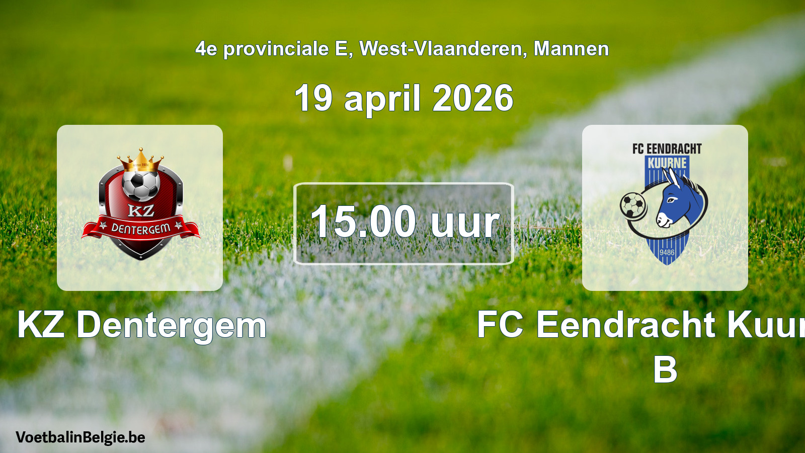 Scheduled match men football: KZ Dentergem - FC Eendracht Kuurne B (19 April 2026)