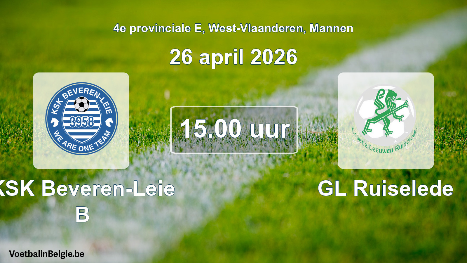 Scheduled match men football: KSK Beveren-Leie B - GL Ruiselede (26 April 2026)