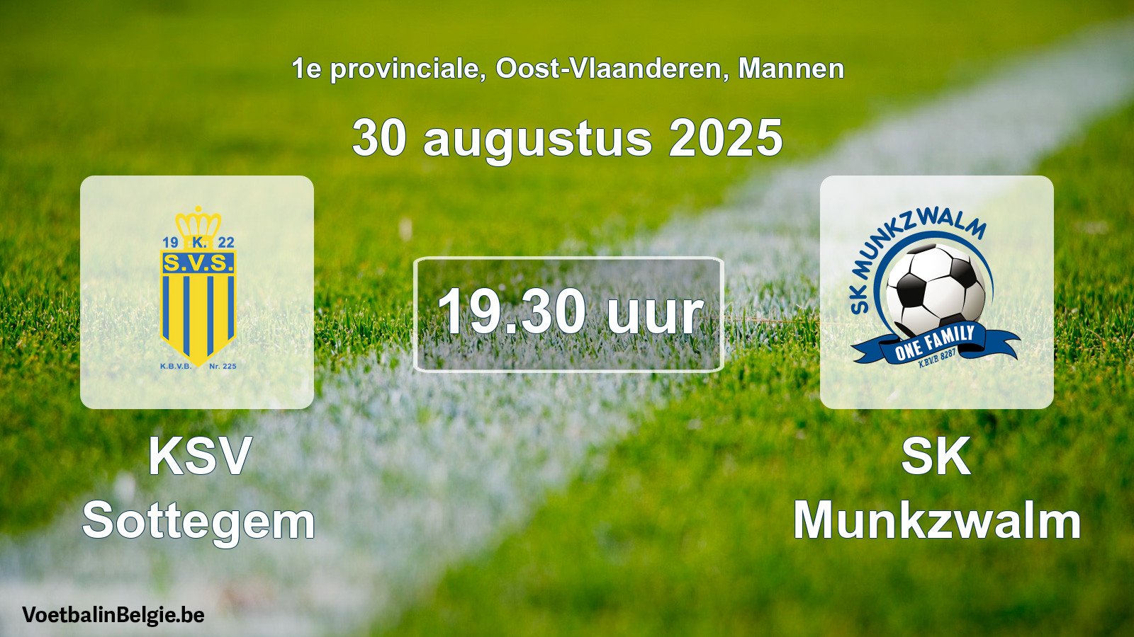 Geplantes Spiel männer-Fußball: KSV Sottegem - SK Munkzwalm (30 August 2025)