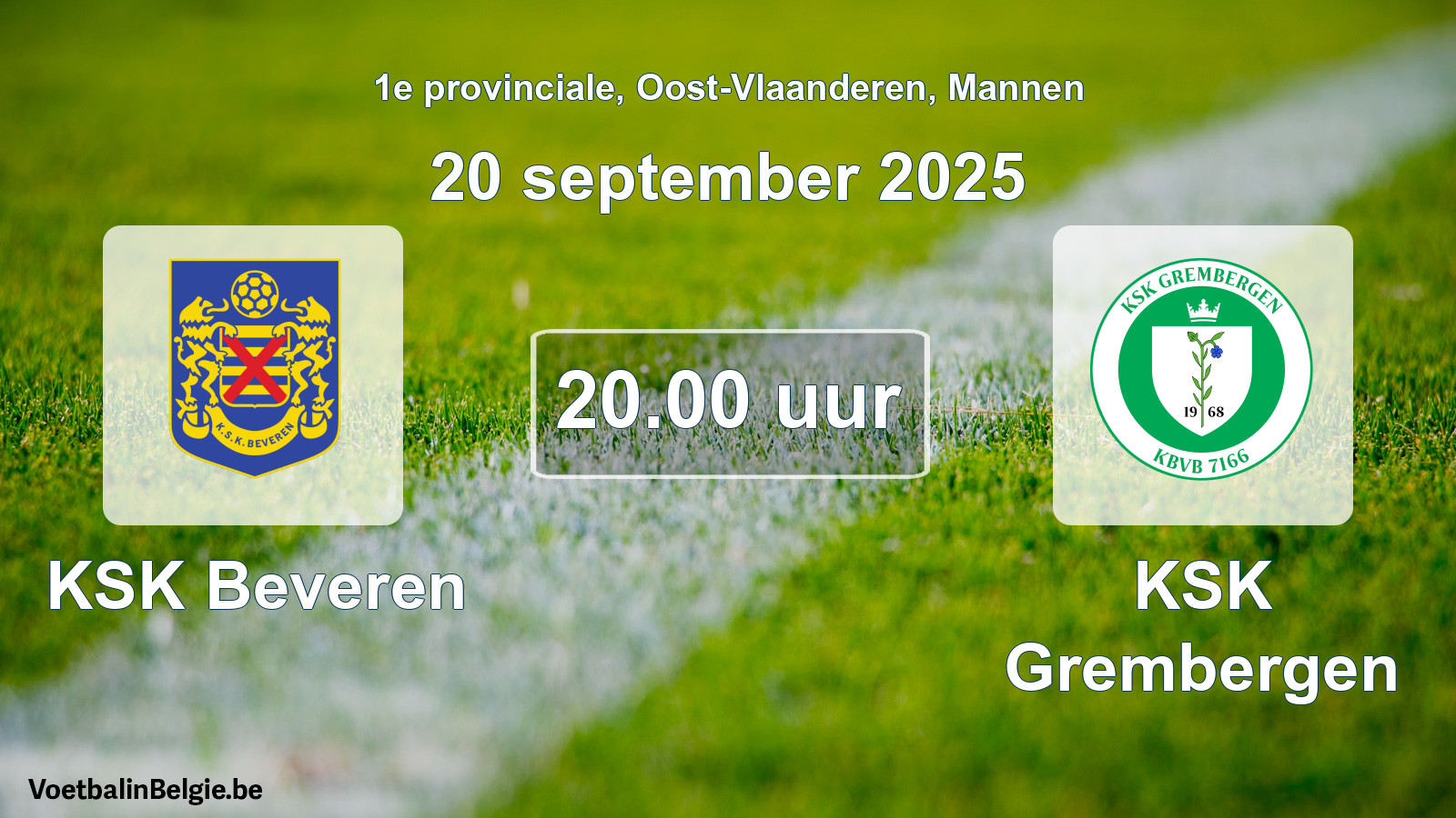 Scheduled match men football: KSK Beveren - KSK Grembergen (20 September 2025)