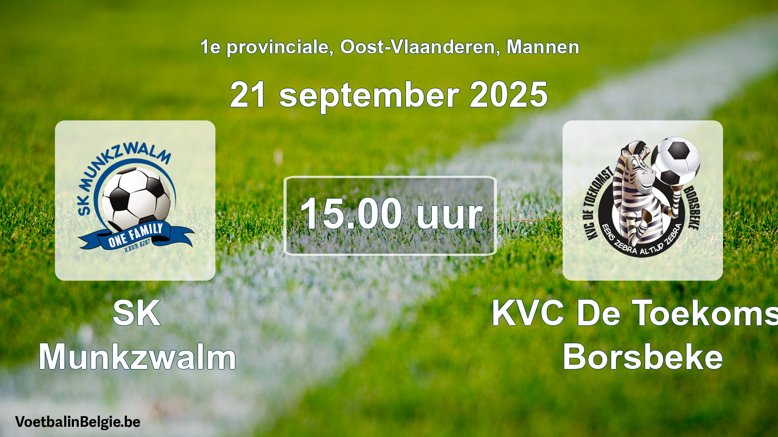 Geplantes Spiel männer-Fußball: SK Munkzwalm - KVC De Toekomst Borsbeke (21 September 2025)