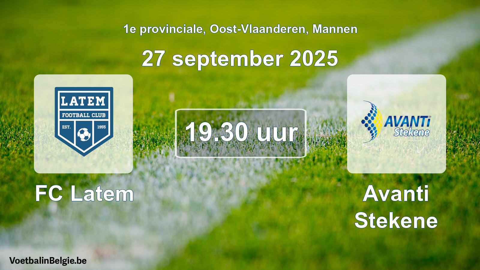 Scheduled match men football: FC Latem - Avanti Stekene (27 September 2025)