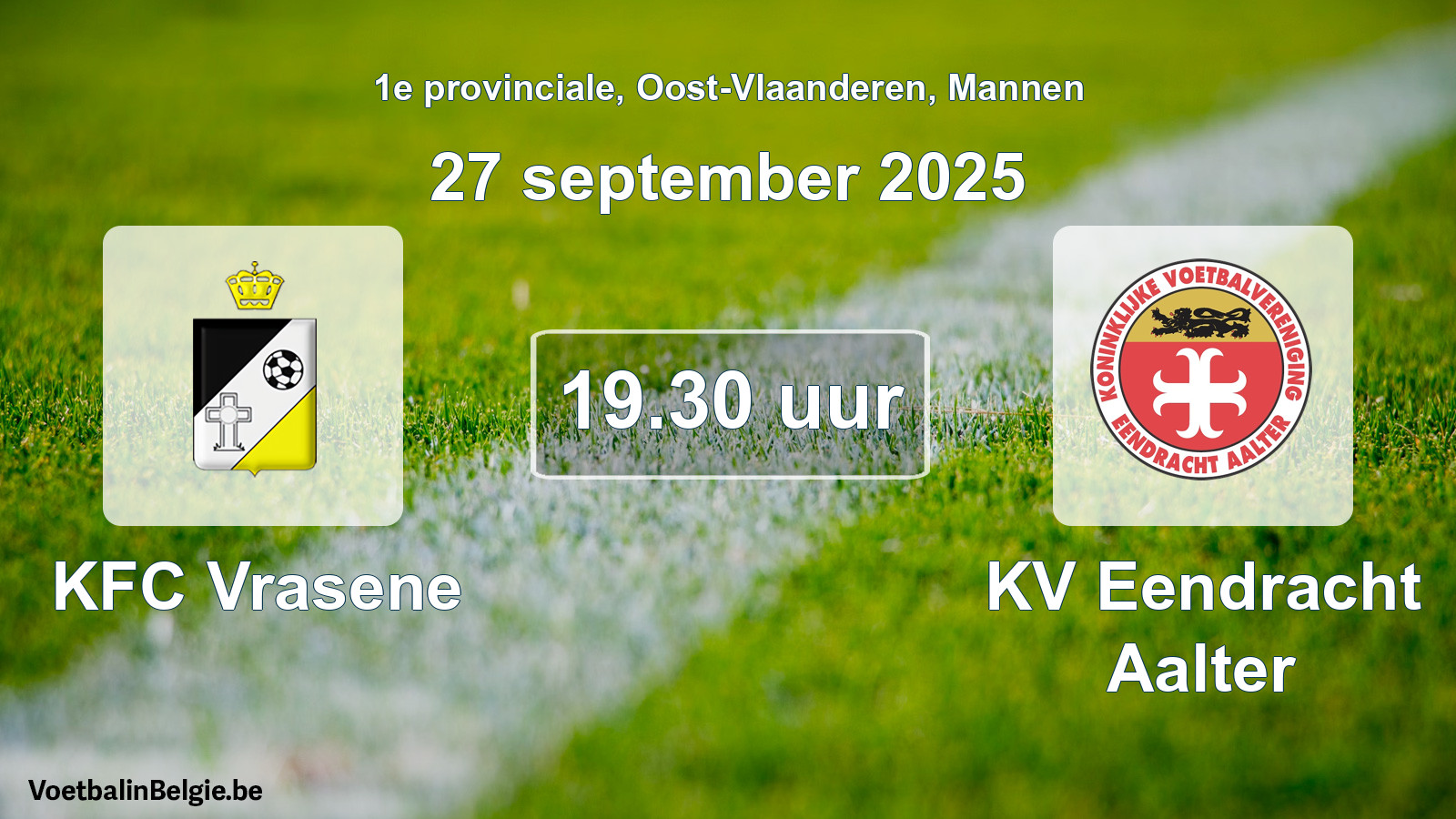 Scheduled match men football: KFC Vrasene - KV Eendracht Aalter (27 September 2025)