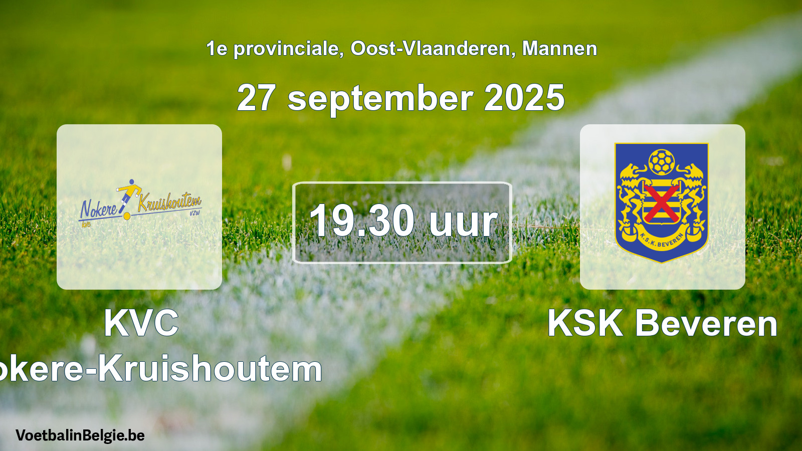 Scheduled match men football: KVC Nokere-Kruishoutem - KSK Beveren (27 September 2025)