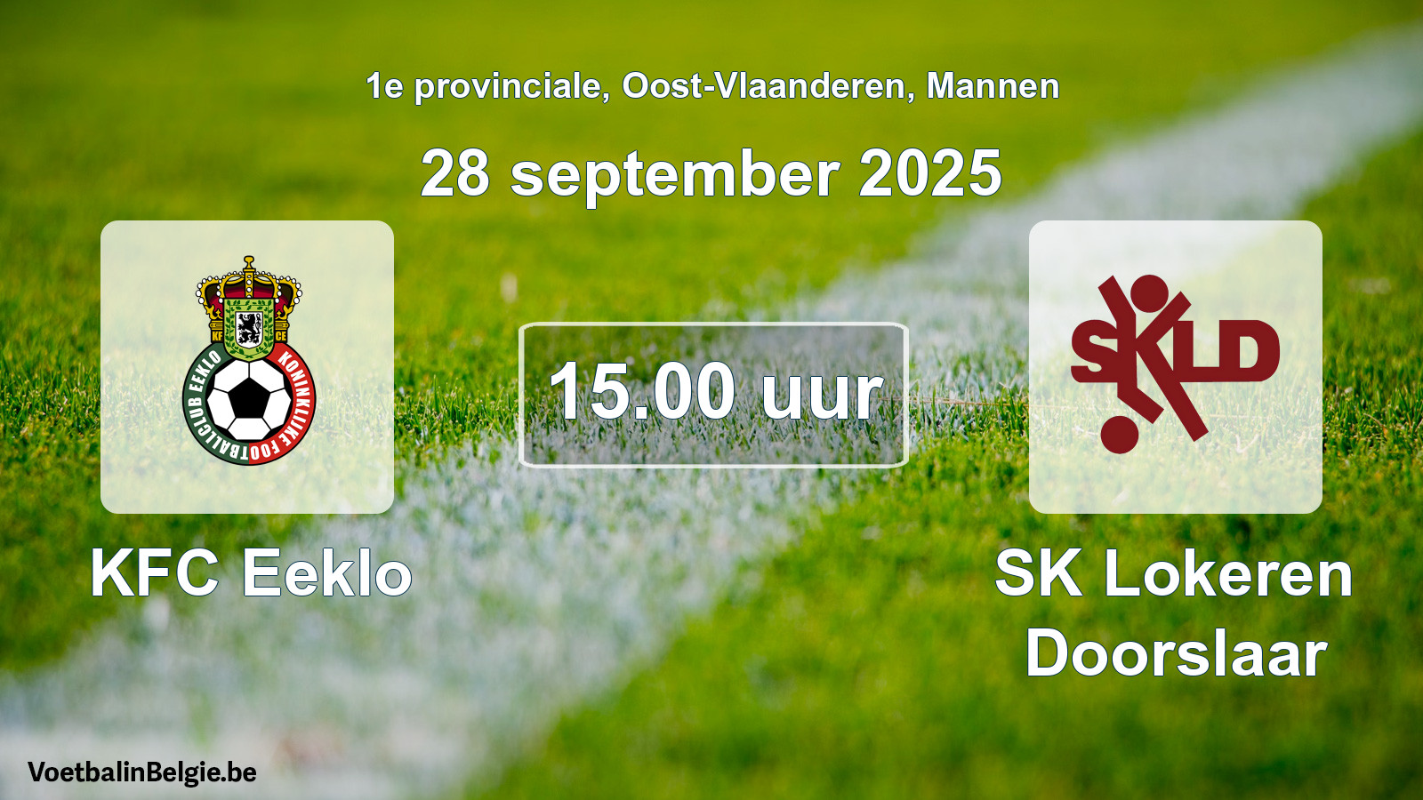 Geplande wedstrijd mannenvoetbal: KFC Eeklo - SK Lokeren Doorslaar (28 september 2025)