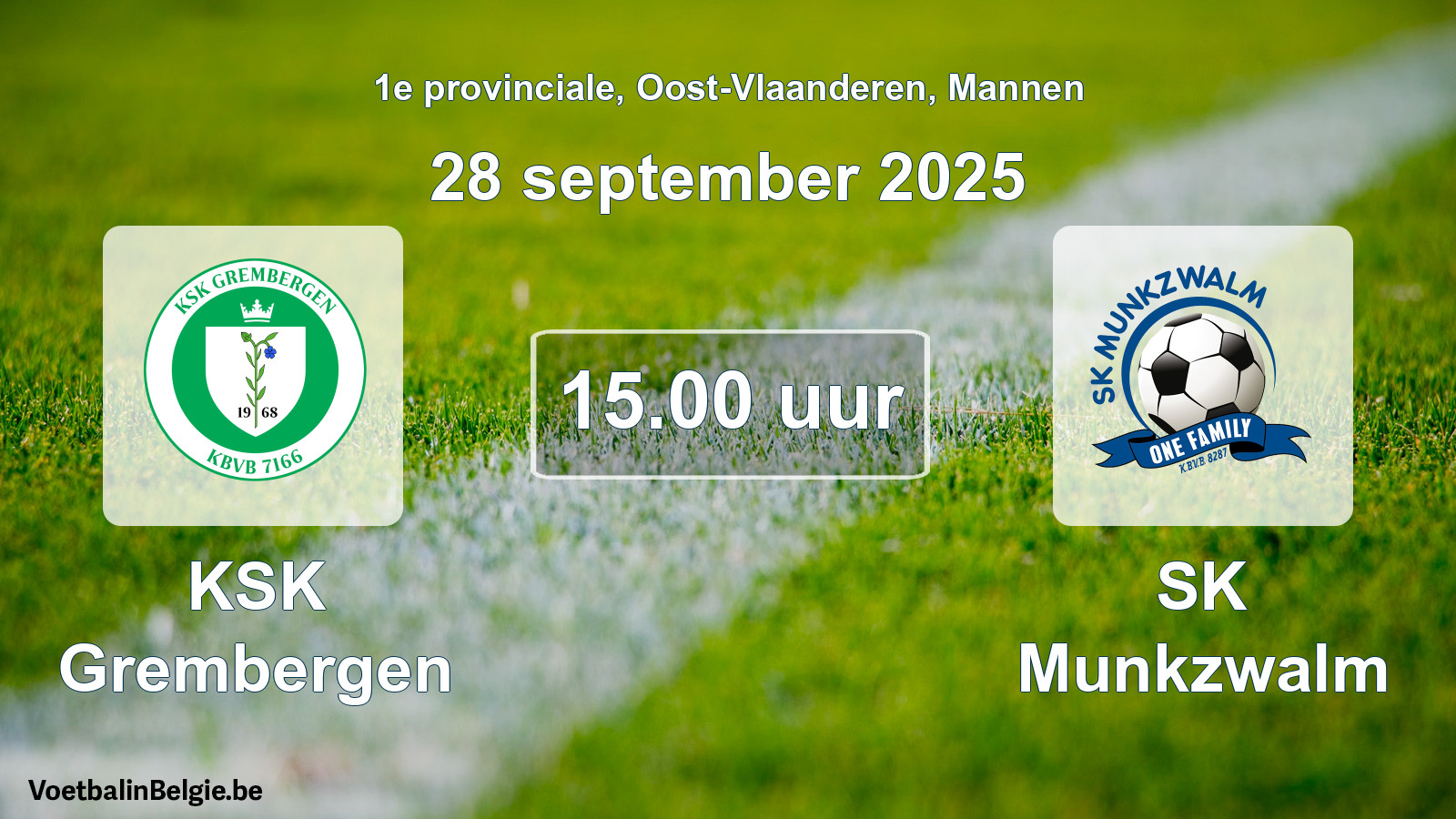 Geplande wedstrijd mannenvoetbal: KSK Grembergen - SK Munkzwalm (28 september 2025)