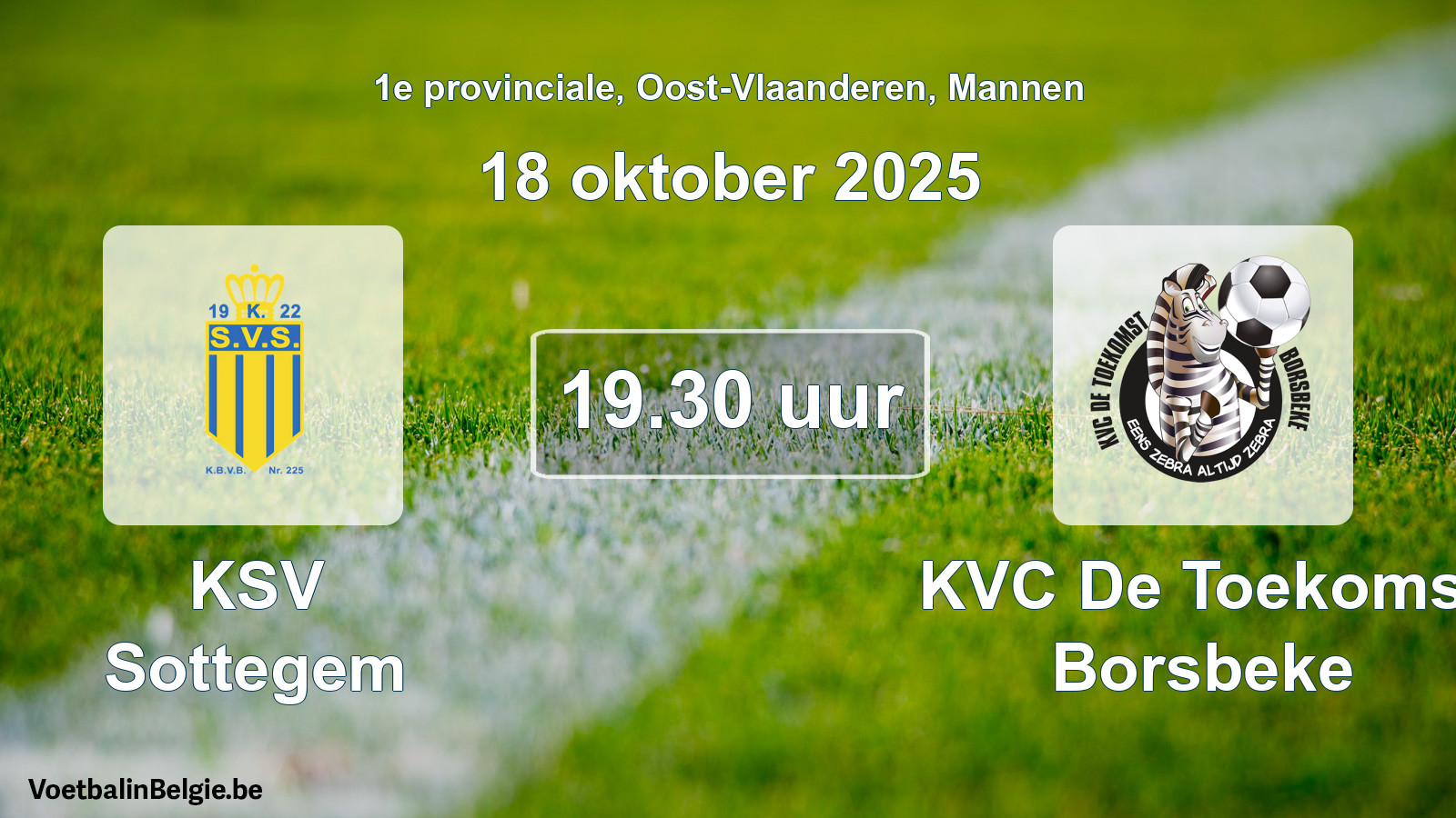 Geplande wedstrijd mannenvoetbal: KSV Sottegem - KVC De Toekomst Borsbeke (18 oktober 2025)
