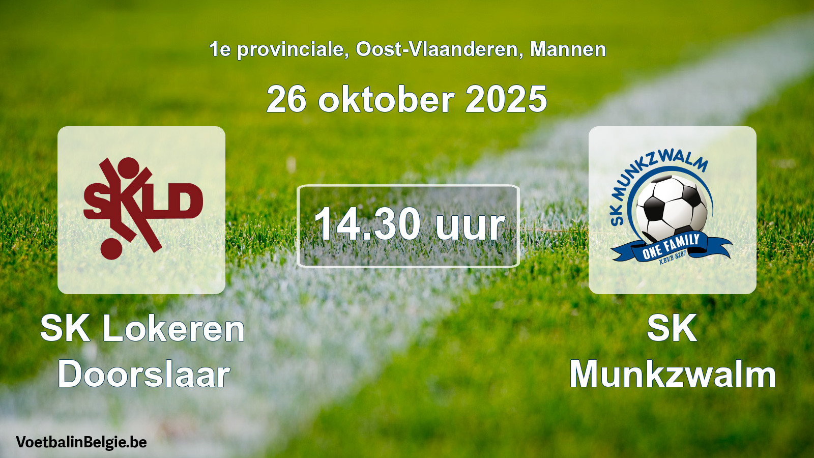 Scheduled match men football: SK Lokeren Doorslaar - SK Munkzwalm (26 October 2025)