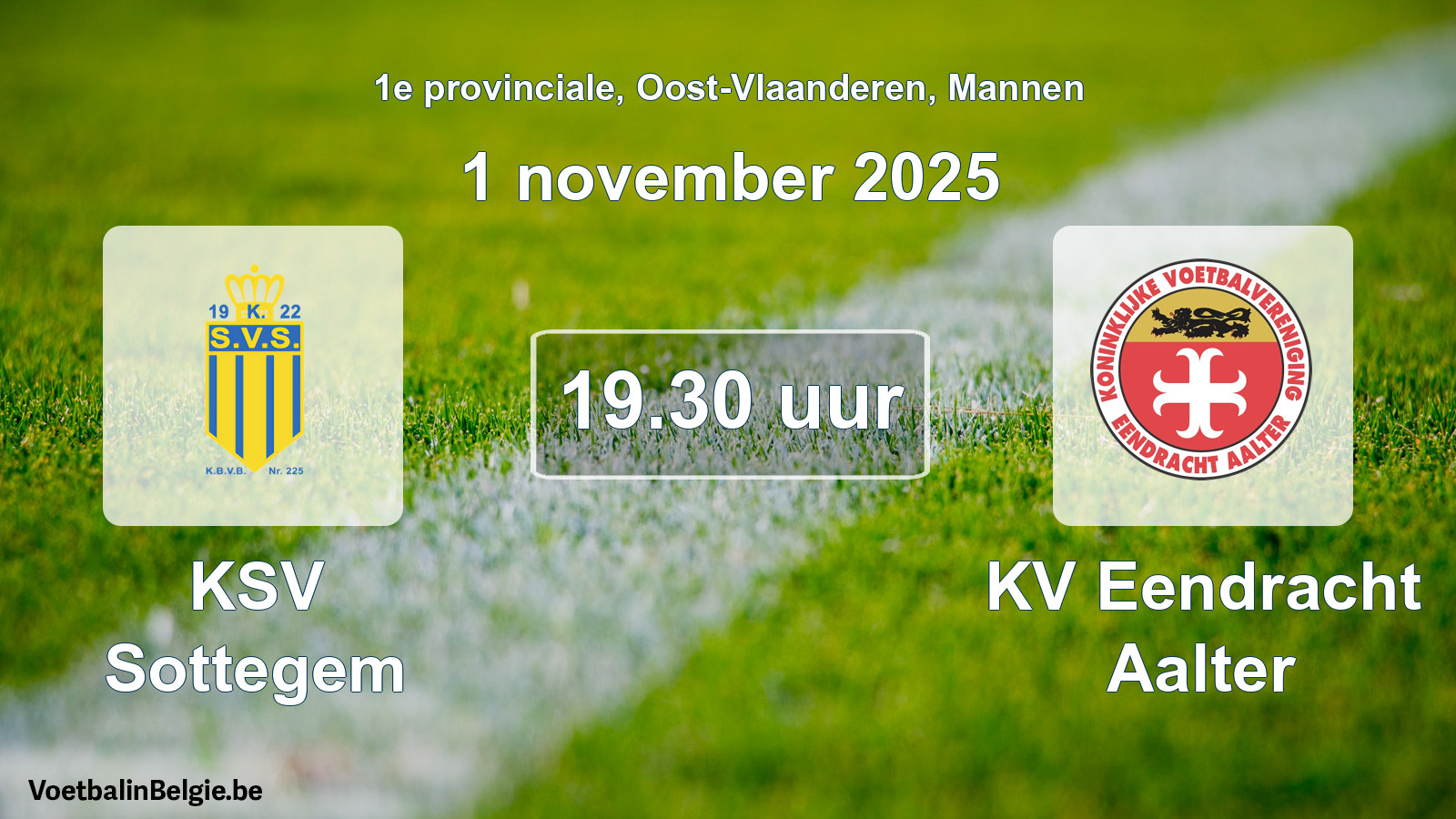 Scheduled match men football: KSV Sottegem - KV Eendracht Aalter (1 November 2025)