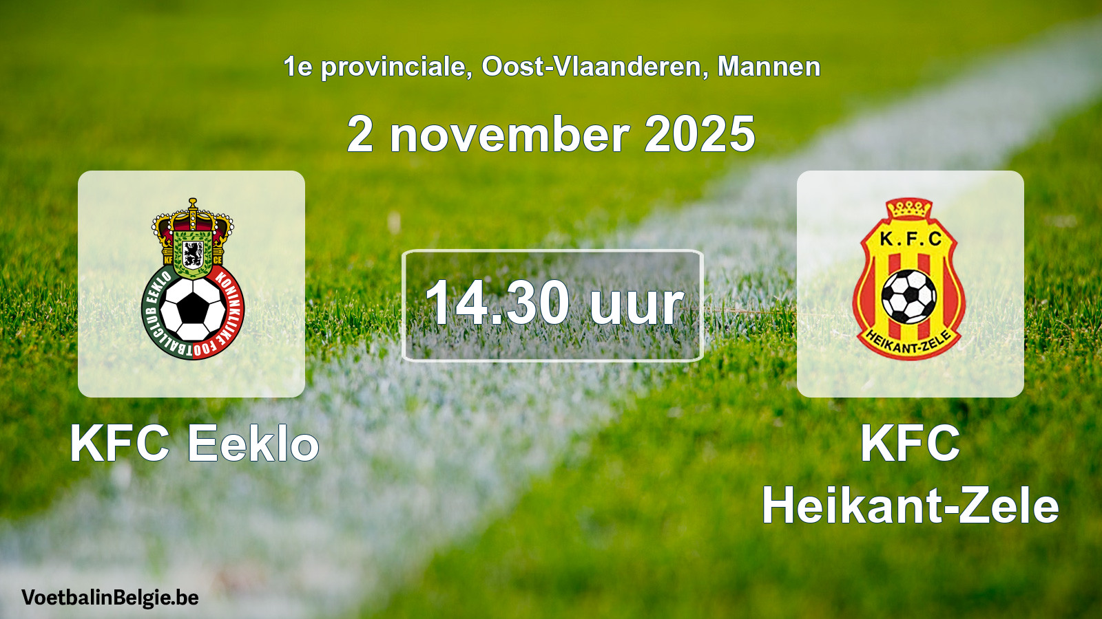 Scheduled match men football: KFC Eeklo - KFC Heikant-Zele (2 November 2025)