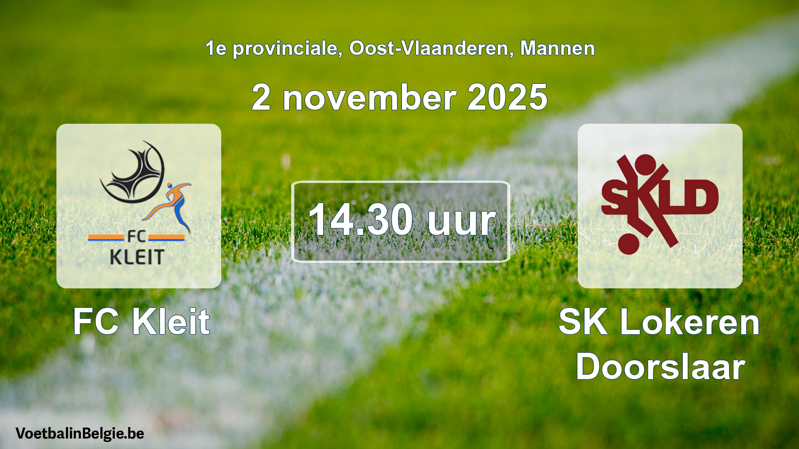 Scheduled match men football: FC Kleit - SK Lokeren Doorslaar (2 November 2025)