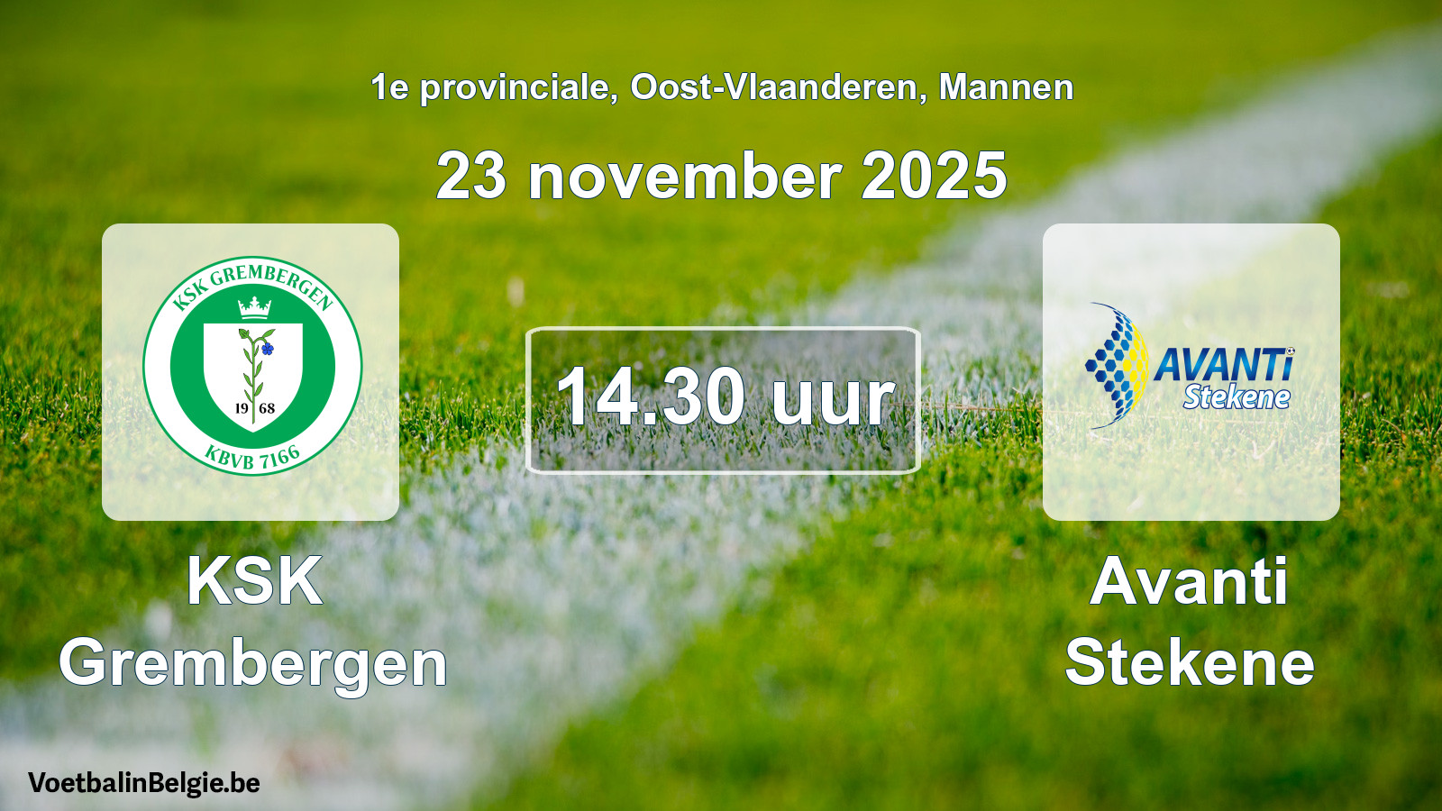 Geplande wedstrijd mannenvoetbal: KSK Grembergen - Avanti Stekene (23 november 2025)