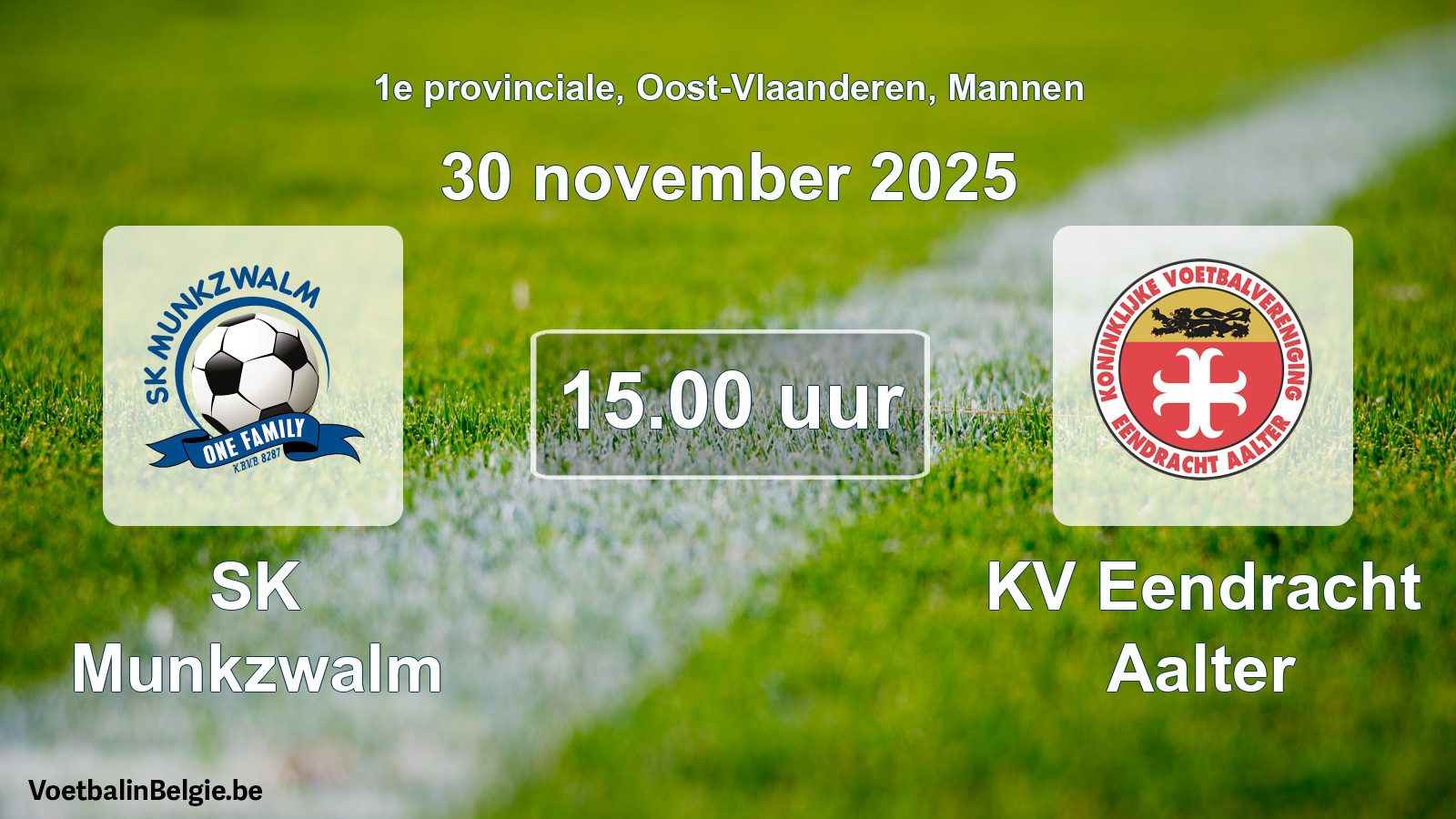 Scheduled match men football: SK Munkzwalm - KV Eendracht Aalter (30 November 2025)