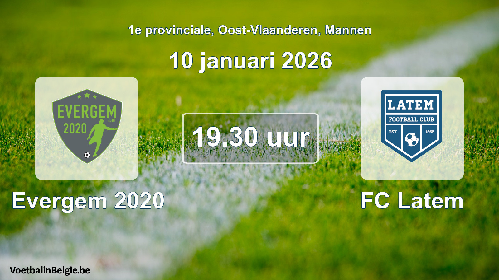 Scheduled match men football: Evergem 2020 - FC Latem (10 January 2026)