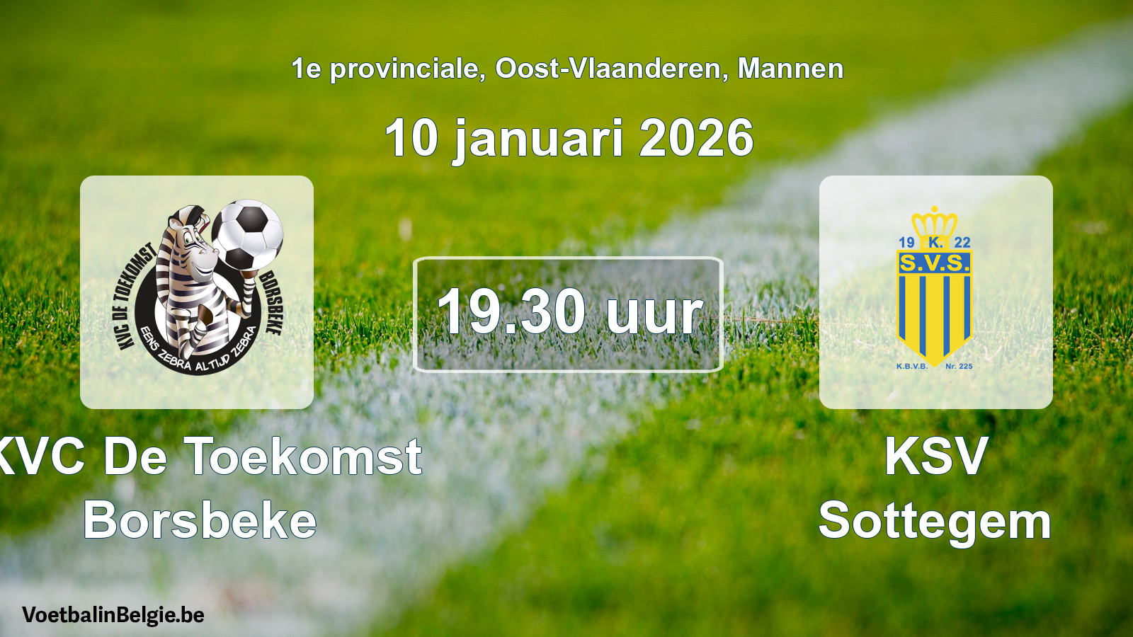 Scheduled match men football: KVC De Toekomst Borsbeke - KSV Sottegem (10 January 2026)