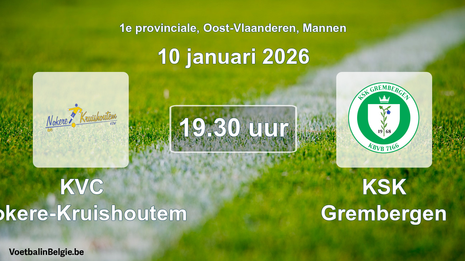 Geplande wedstrijd mannenvoetbal: KVC Nokere-Kruishoutem - KSK Grembergen (10 januari 2026)