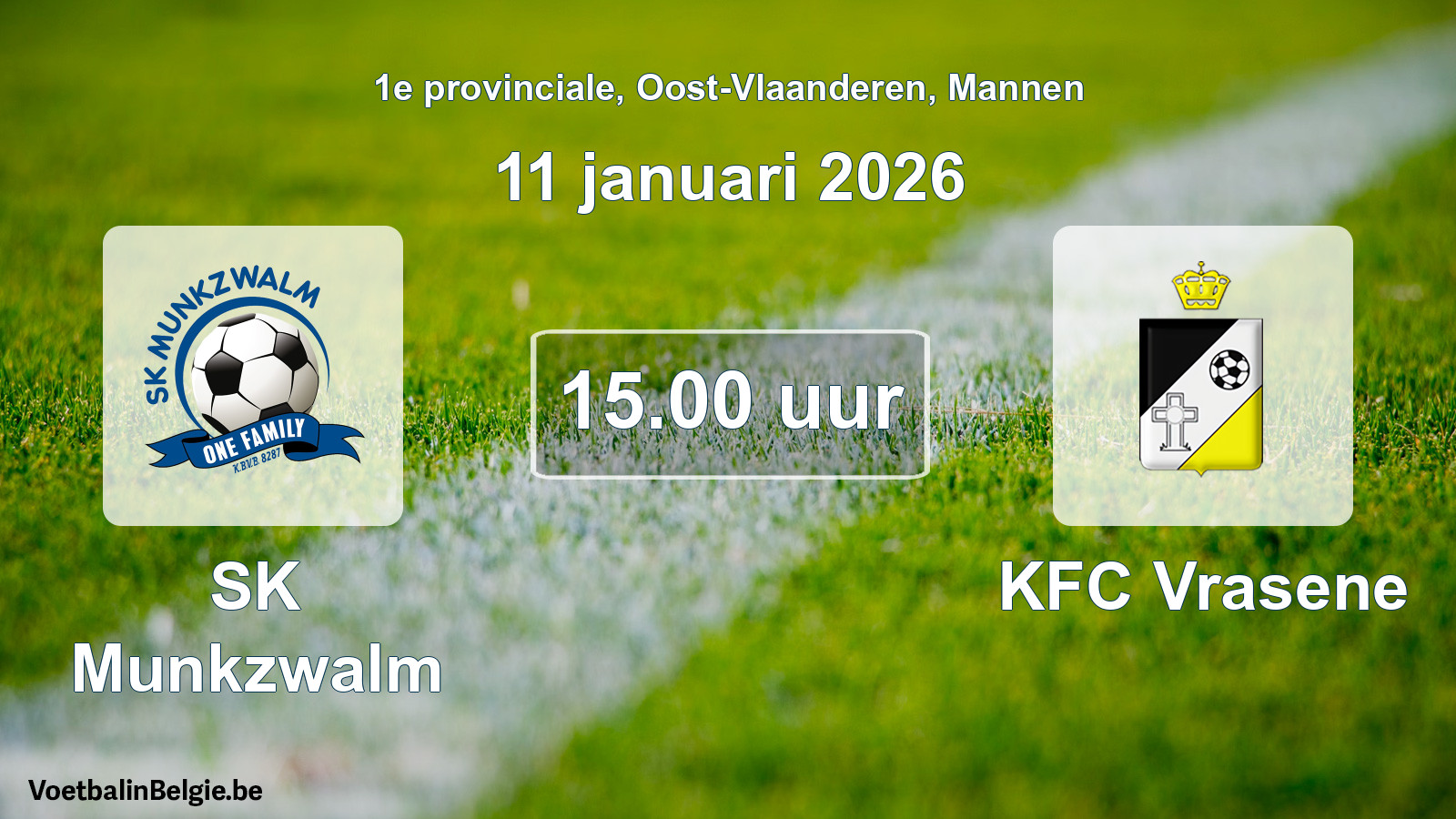 Scheduled match men football: SK Munkzwalm - KFC Vrasene (11 January 2026)