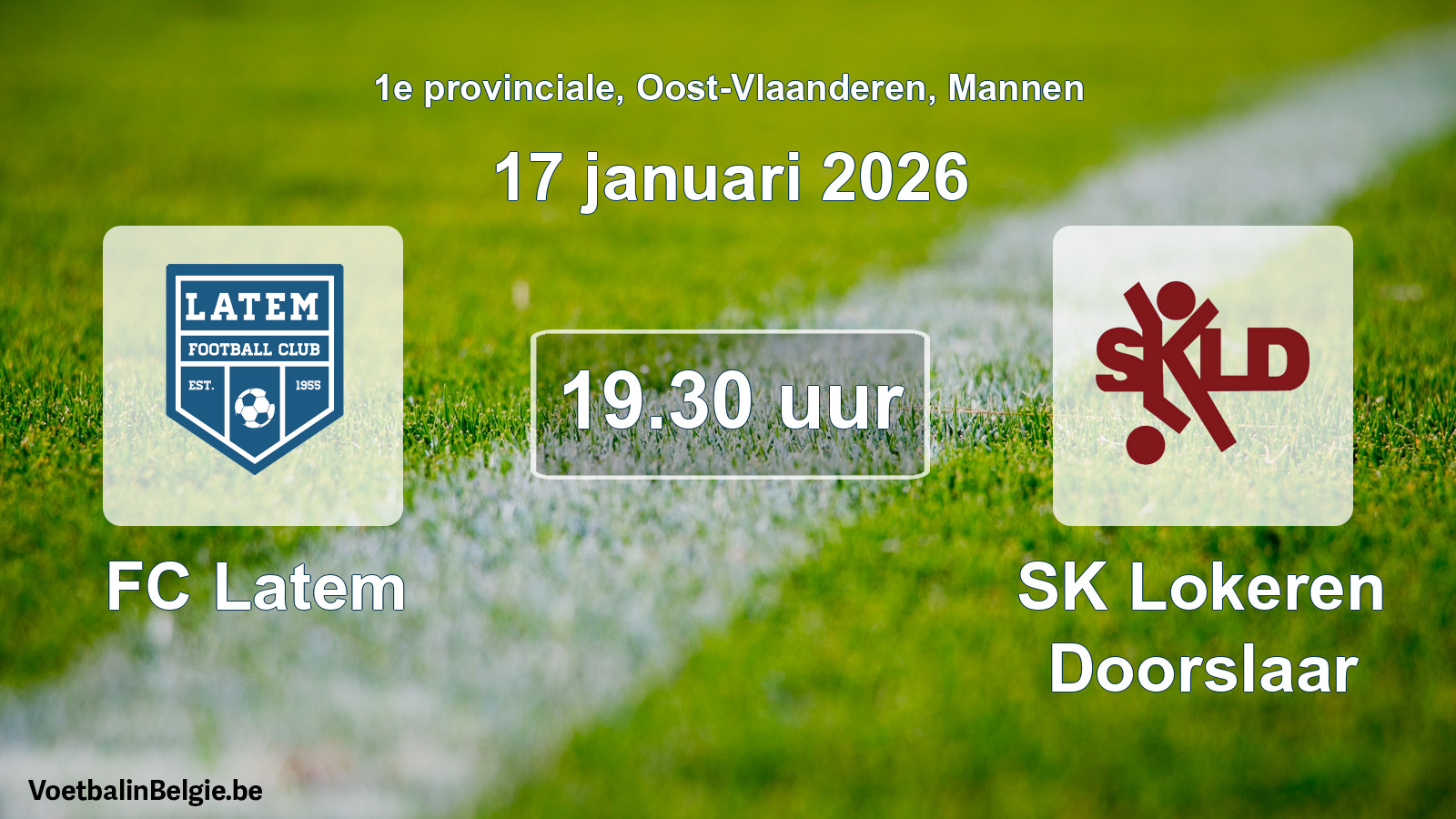 Scheduled match men football: FC Latem - SK Lokeren Doorslaar (17 January 2026)