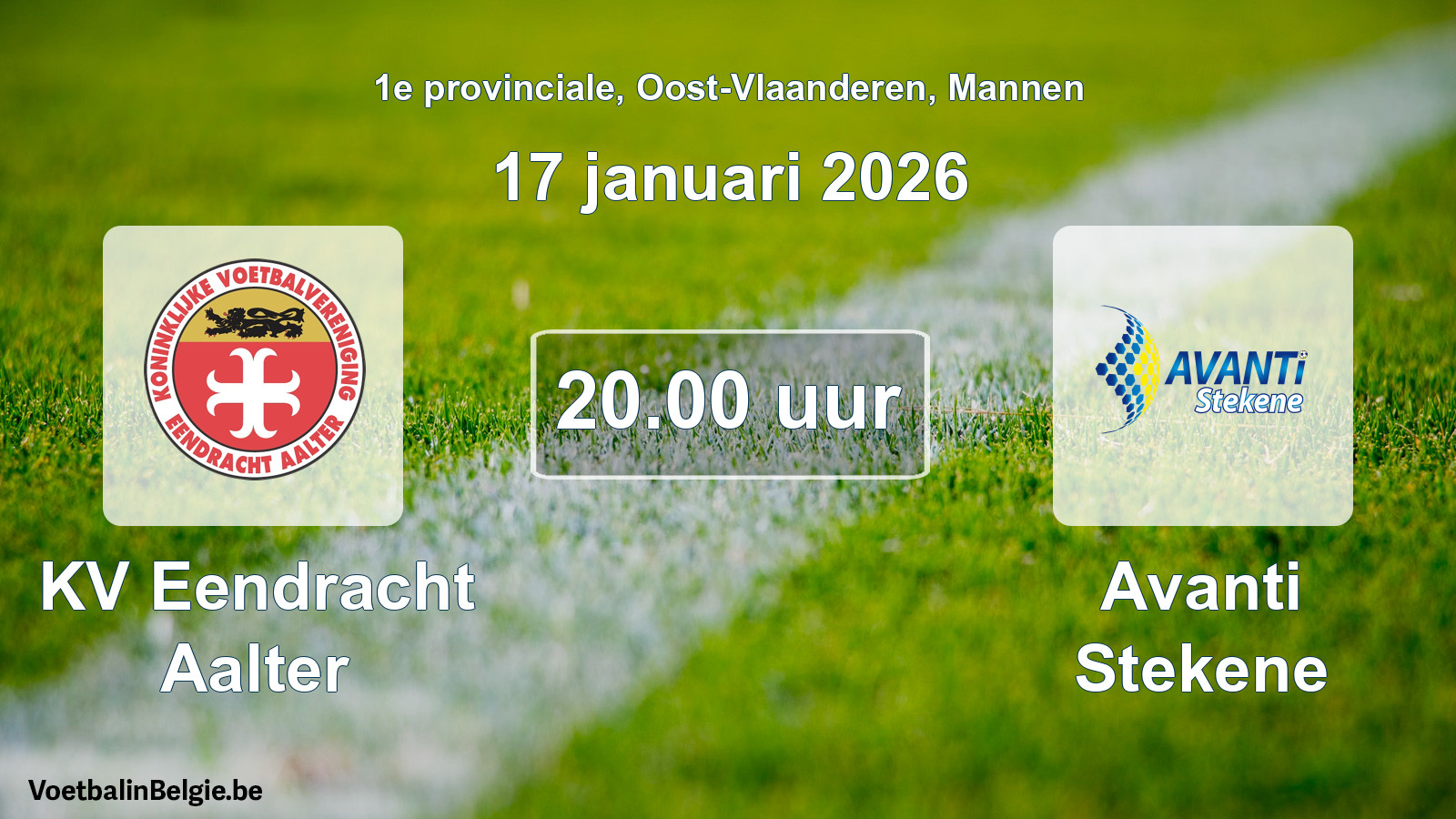 Scheduled match men football: KV Eendracht Aalter - Avanti Stekene (17 January 2026)