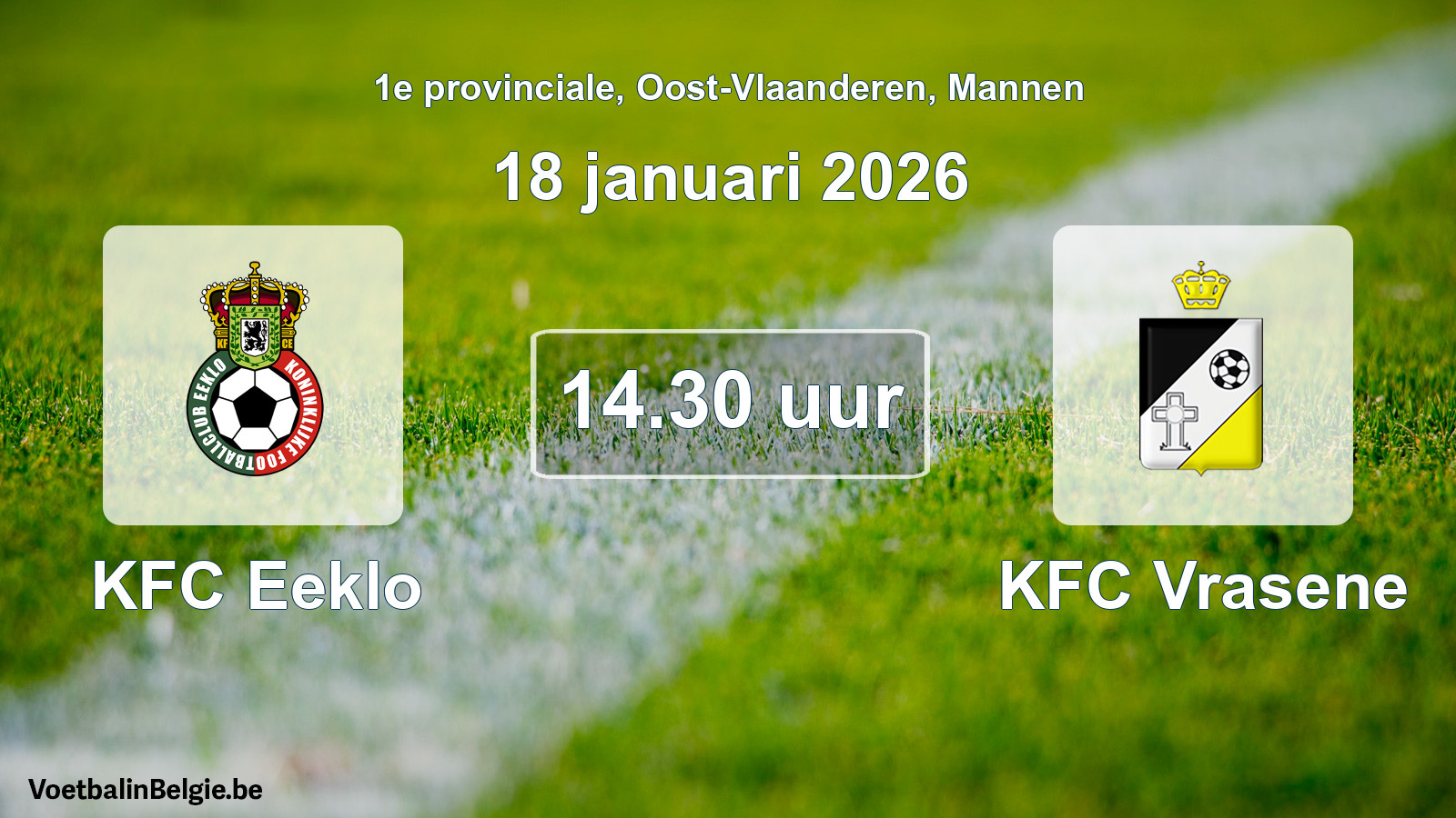 Scheduled match men football: KFC Eeklo - KFC Vrasene (18 January 2026)