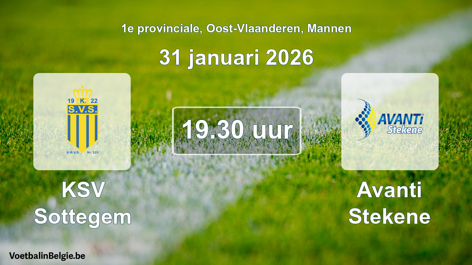 Geplande wedstrijd mannenvoetbal: KSV Sottegem - Avanti Stekene (31 januari 2026)