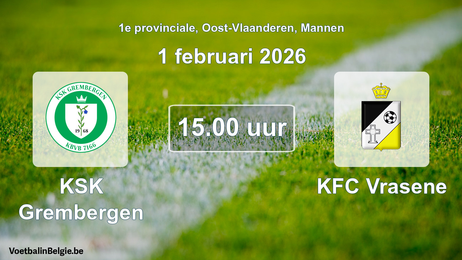 Scheduled match men football: KSK Grembergen - KFC Vrasene (1 February 2026)