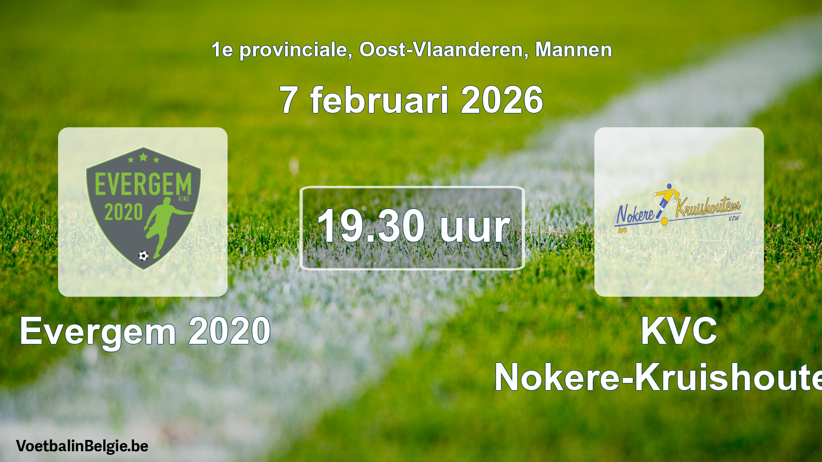 Scheduled match men football: Evergem 2020 - KVC Nokere-Kruishoutem (7 February 2026)