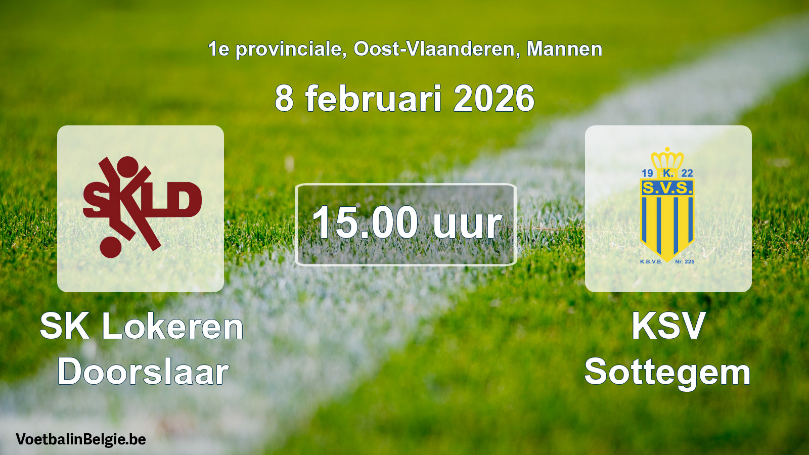 Geplande wedstrijd mannenvoetbal: SK Lokeren Doorslaar - KSV Sottegem (8 februari 2026)