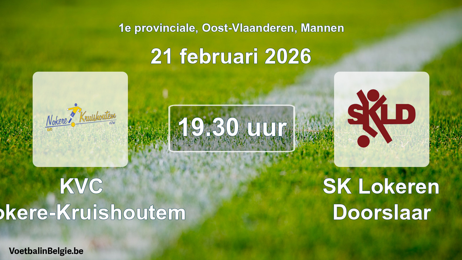 Scheduled match men football: KVC Nokere-Kruishoutem - SK Lokeren Doorslaar (21 February 2026)