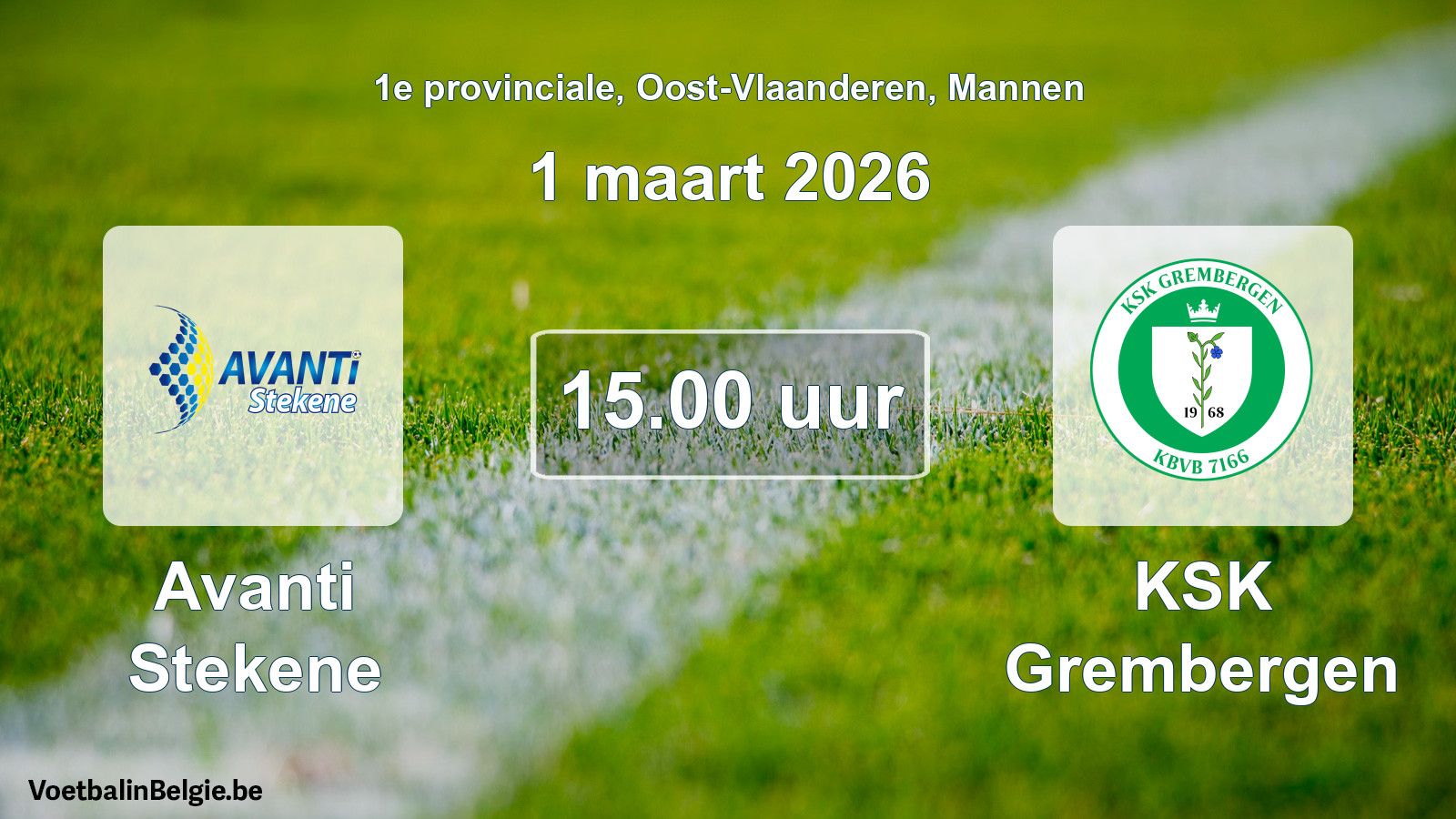 Scheduled match men football: Avanti Stekene - KSK Grembergen (1 March 2026)