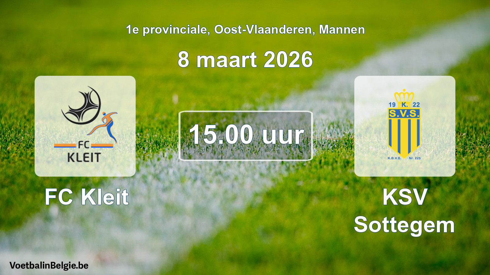 Geplande wedstrijd mannenvoetbal: FC Kleit - KSV Sottegem (8 maart 2026)