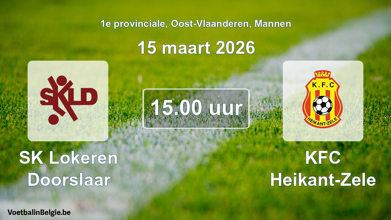 Geplande wedstrijd mannenvoetbal: SK Lokeren Doorslaar - KFC Heikant-Zele (15 maart 2026)