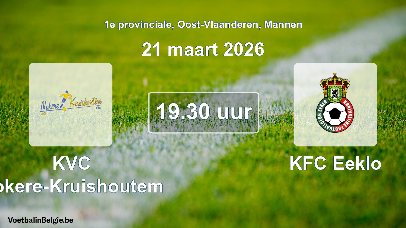Scheduled match men football: KVC Nokere-Kruishoutem - KFC Eeklo (21 March 2026)