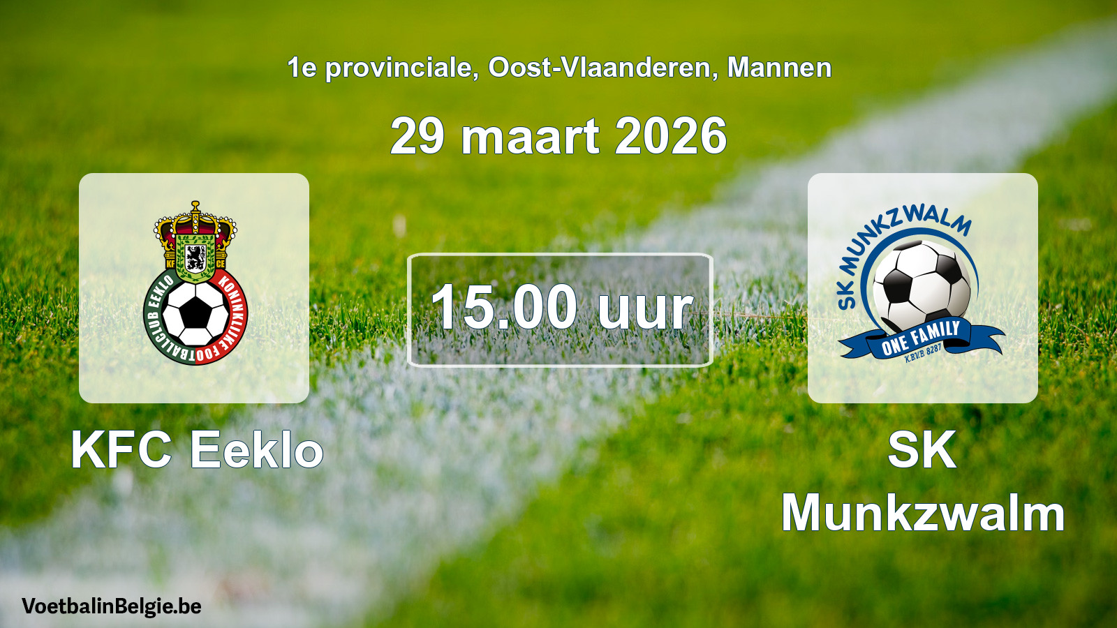 Scheduled match men football: KFC Eeklo - SK Munkzwalm (29 March 2026)