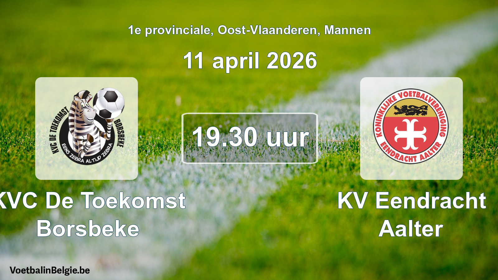 Scheduled match men football: KVC De Toekomst Borsbeke - KV Eendracht Aalter (11 April 2026)