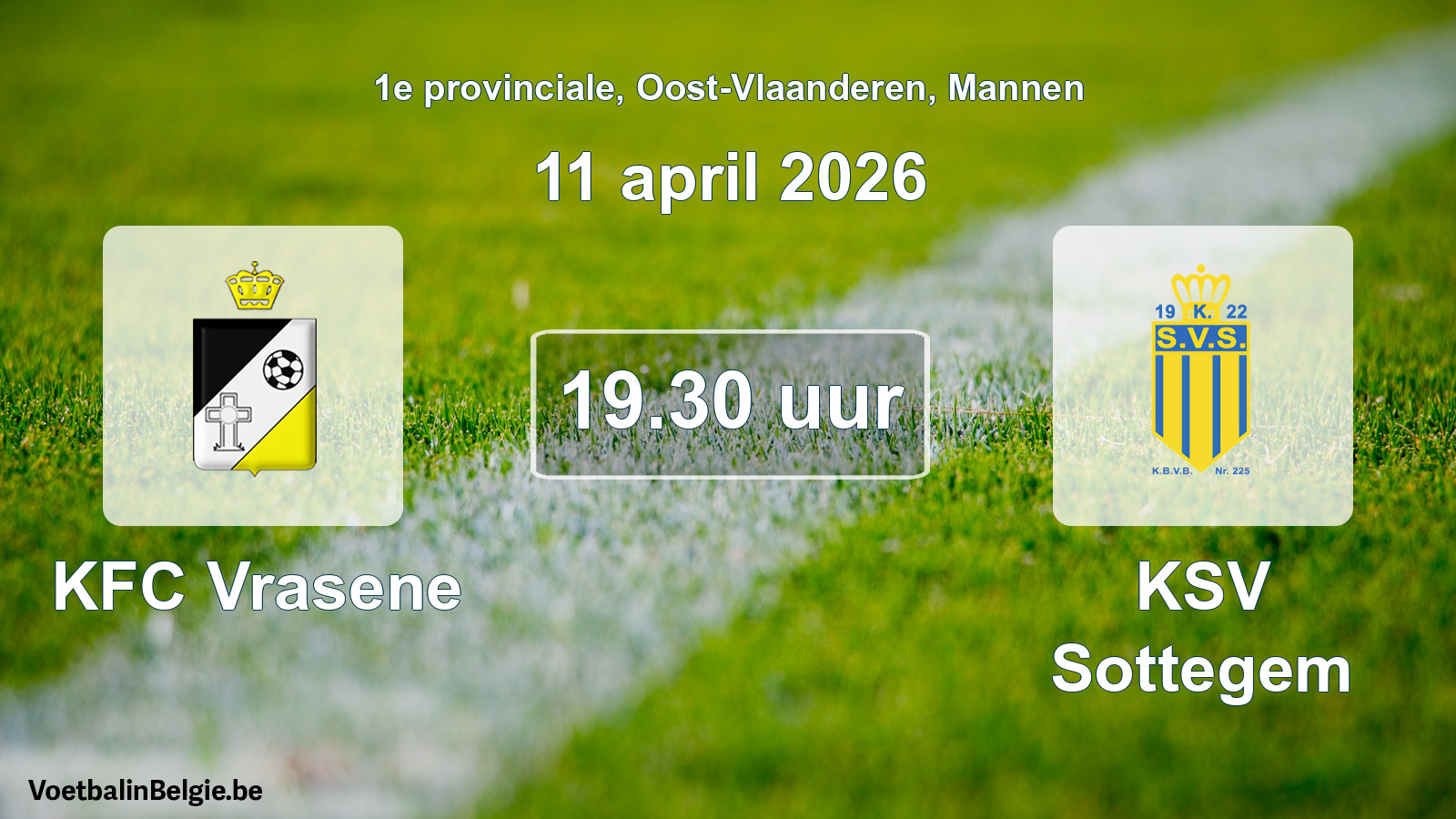 Scheduled match men football: KFC Vrasene - KSV Sottegem (11 April 2026)